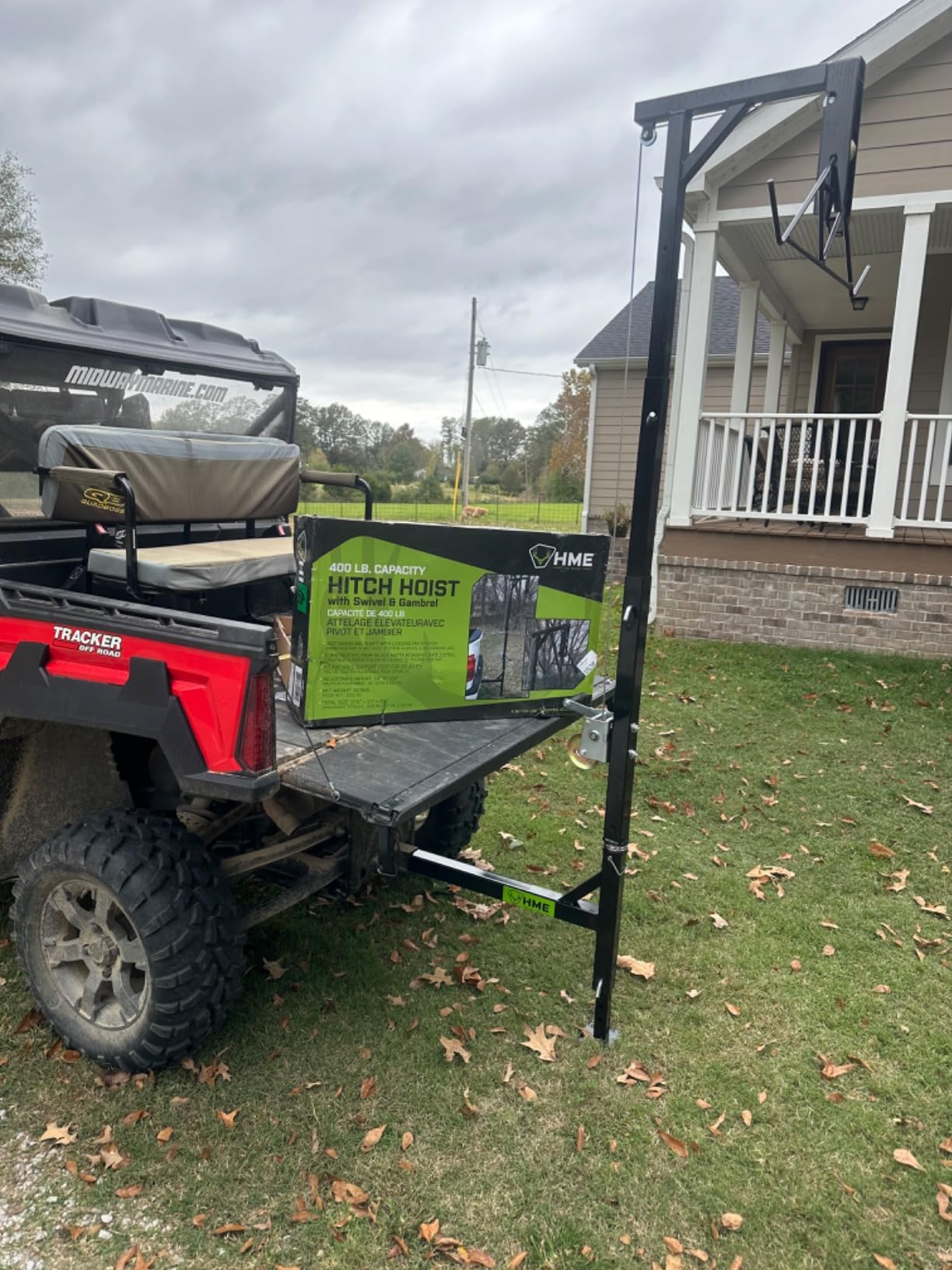 HME Truck Hitch Game Hoist Kit with Winch and Gambrel, 400 lb Capacity | Hunting Game Skinning and Cleaning Accessory Complete Set with 360-Degree Swivel Shaft and Adjustable Height customer photo 1