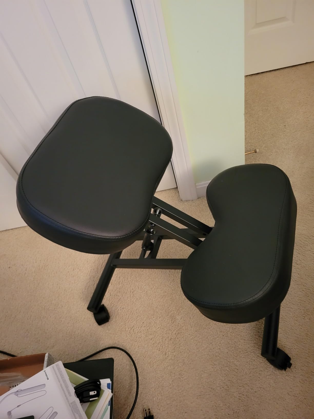 Ergonomic Kneeling Chair, Adjustable Stool for Home and Office - Improve Your Posture with an Angled Seat - Thick Comfortable Moulded Foam Cushions - Brake Casters customer photo 1