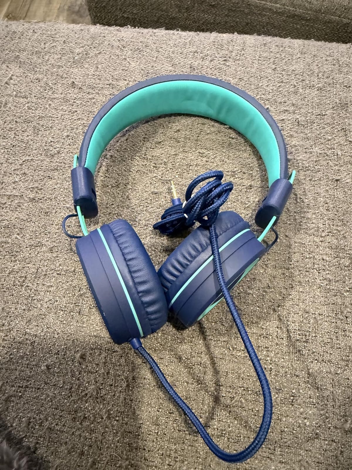 noot products K11 Kids Headphones with Wired Cord 3.5mm Jack Navy/Teal | 5ft Long Cord, Tangle Free, Foldable, Plug in On-Ear Headset for School, Classroom, Boys, Girls, Toddler Laptop Travel Tablet customer photo 2