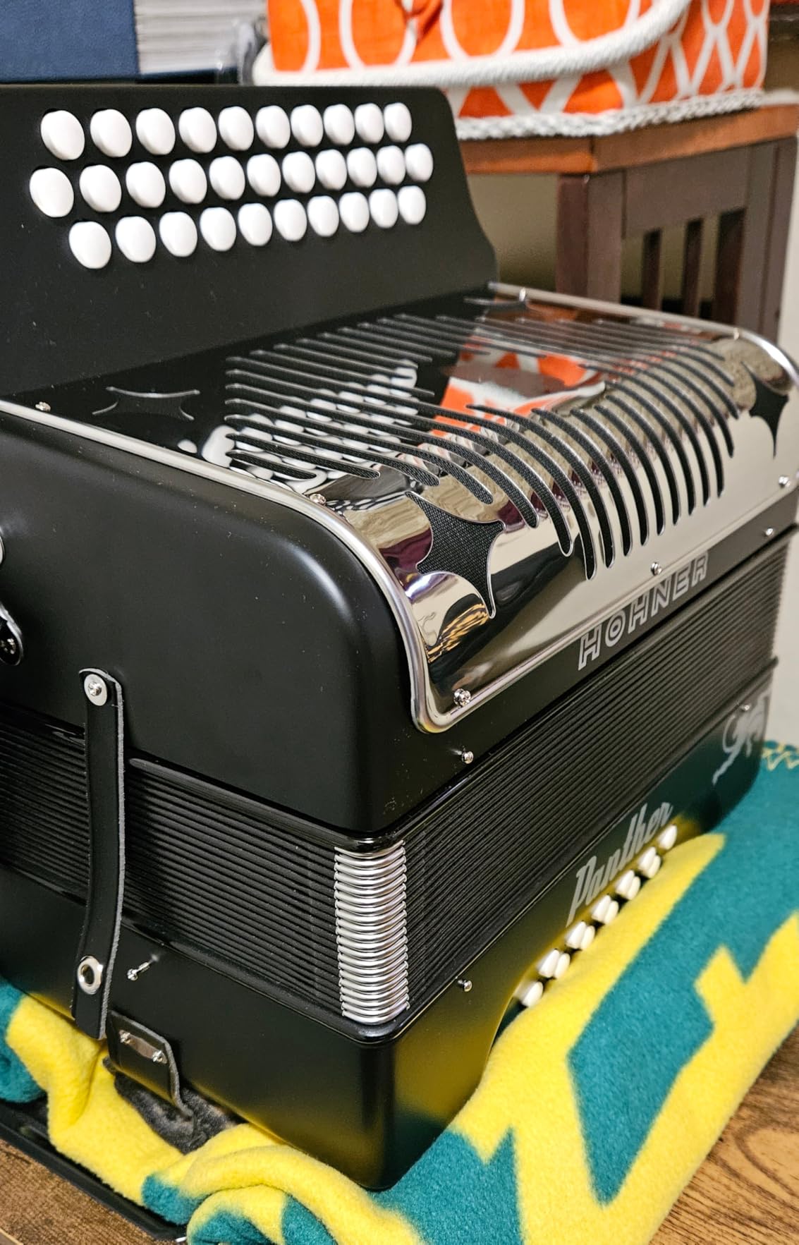 Hohner Panther Diatonic Accordion - Keys G/C/F Bundle with Gig Bag and Austin Bazaar Polishing Cloth customer photo 2