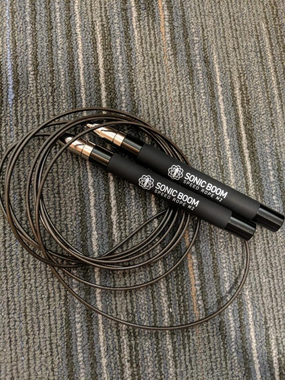 Epitomie Fitness Sonic Boom M2 High Speed Jump Rope - Patent Pending Self-Locking, Screw-Free Design - Weighted, 360 Degree Spin, Silicone Grip with 2 Speed Rope Cables for Home Workout, & More customer photo 1