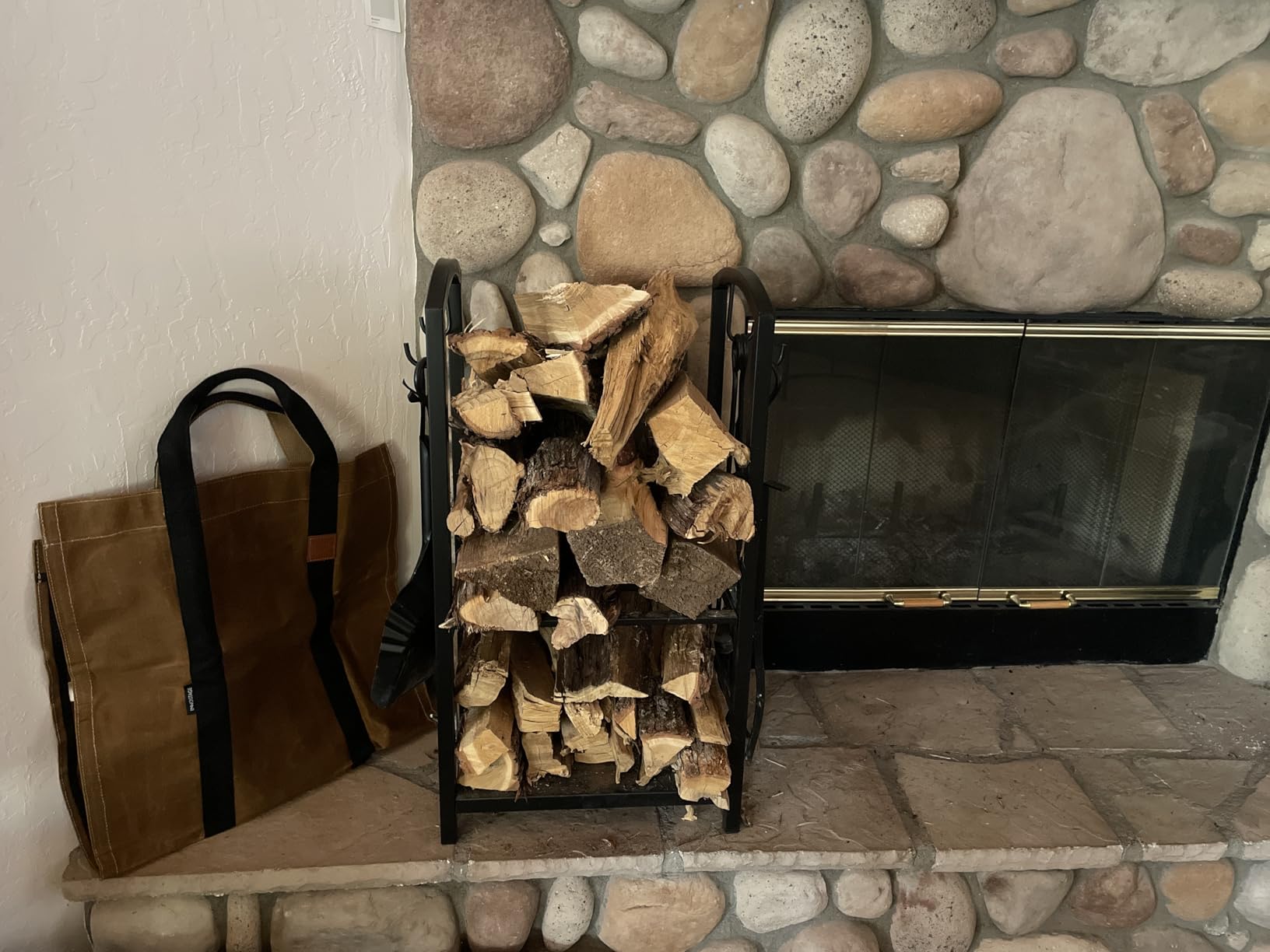 INNO STAGE Firewood Carrier Firewood Bag Heavy Duty Waxed Canvas Log Carrier Tote for Firewood, Large Fire Wood Sling Carrier with Handles for Easy Transport Carrying and Wood Stove Accessories customer photo 2
