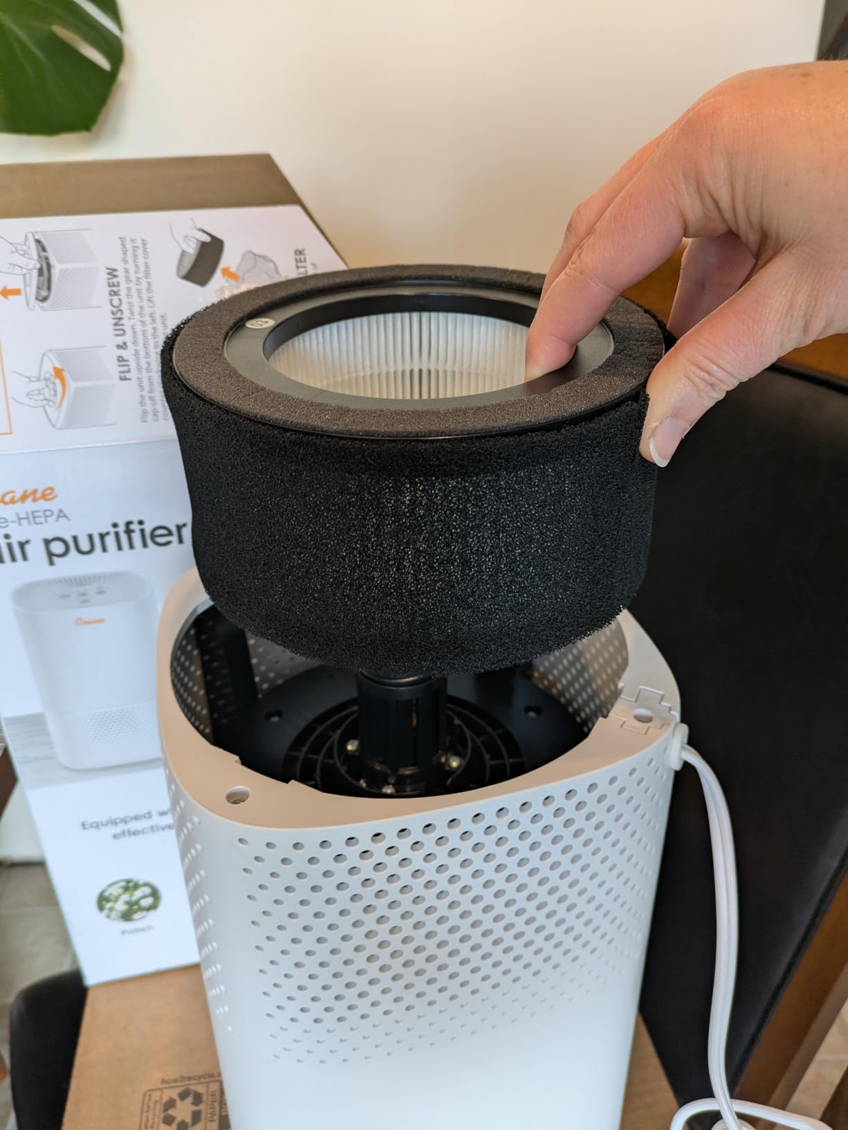 Crane Air Purifier with True HEPA Filter, UV Light, 250 Sq Feet Coverage, Timer Function, Sleep Mode, Washable Particle Filter, EE-5067 customer photo 2