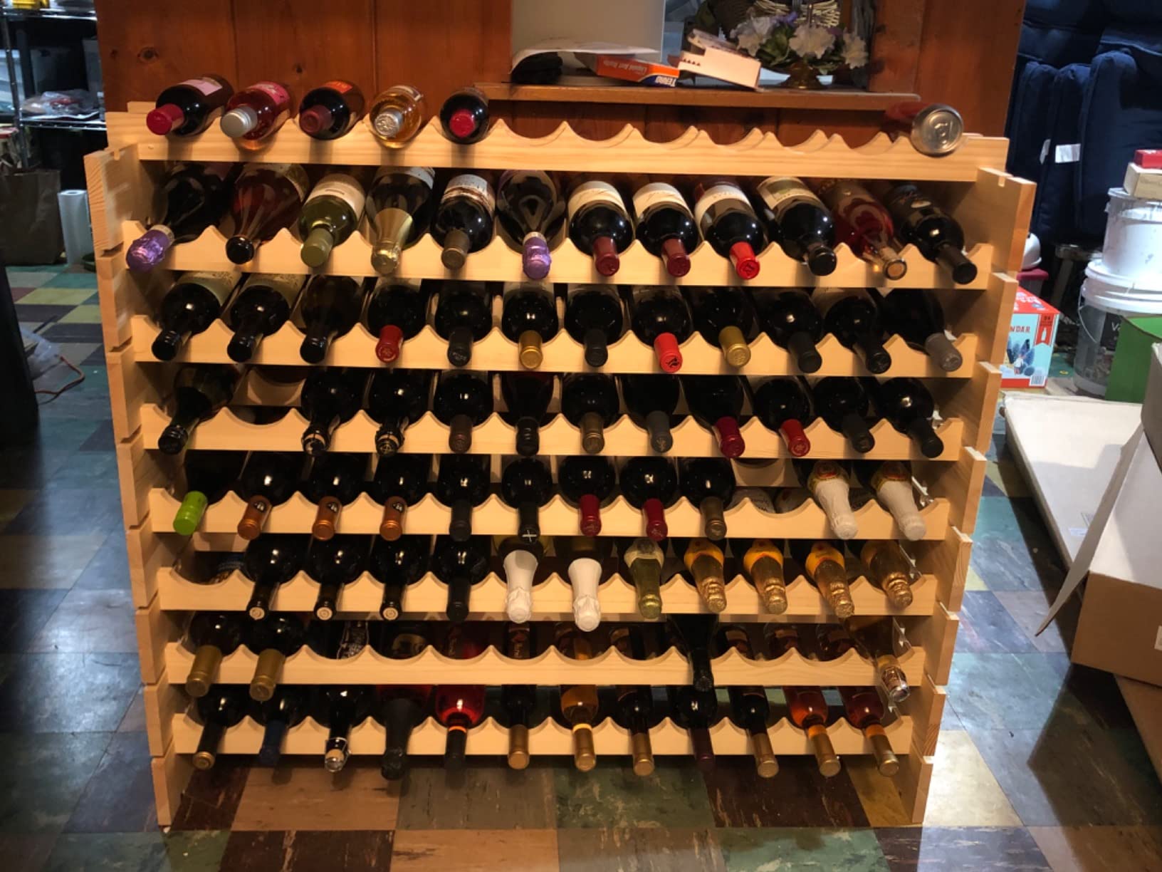 96 Bottles Stackable Modular Wine Rack, 8-Tier Wooden Wine Storage Rack Freestanding Wine Holder Display Shelves, Wobble-Free Shelves, Solid Wood customer photo 2