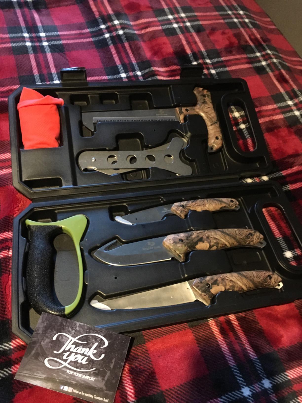 Mossy Oak Field Dressing Kit Hunting Deer Knife Set (8-Piece) | Portable Butcher Game Processor Set, Stainless Steel Hunting Knife Set customer photo 2