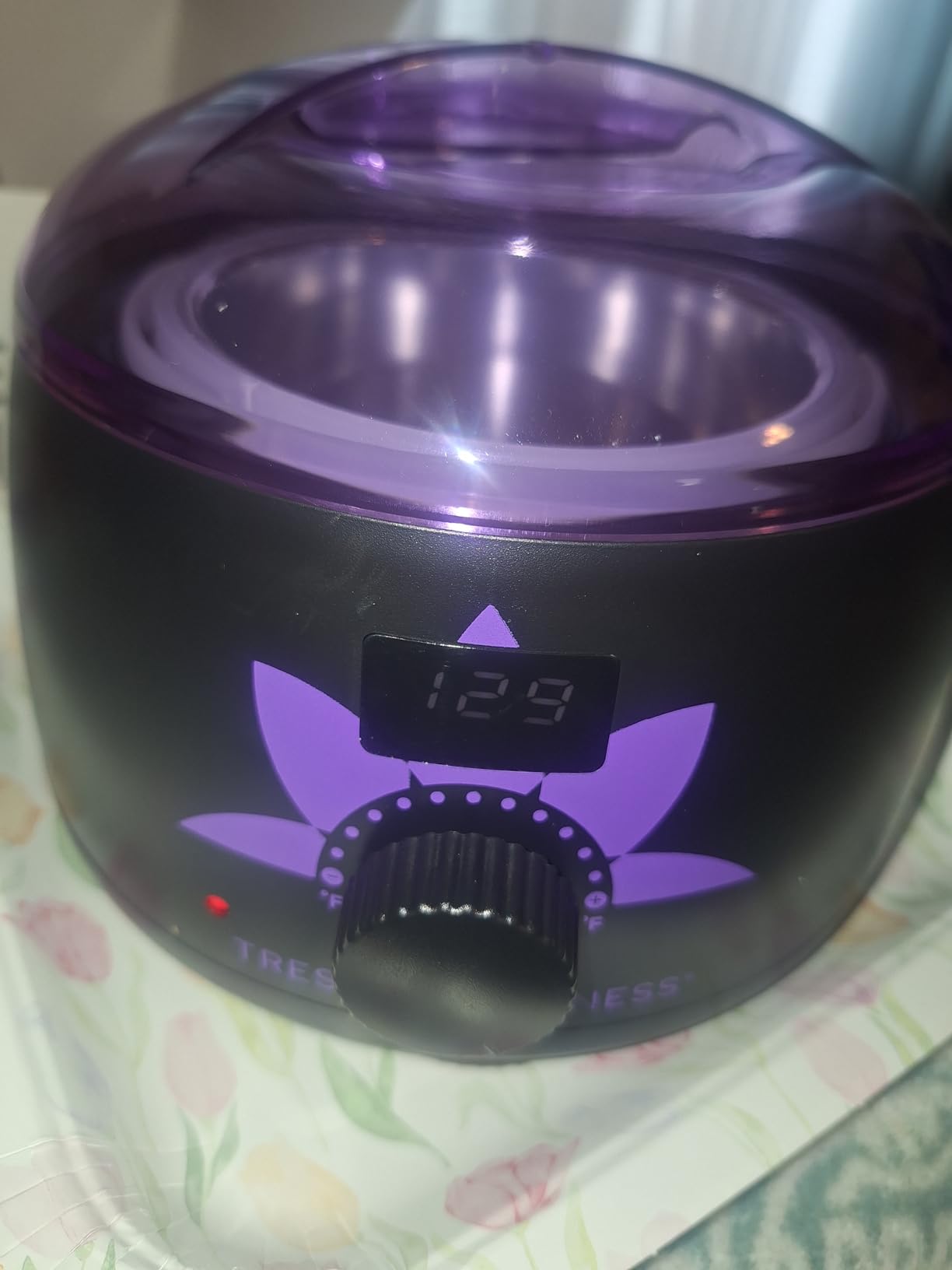 Tress Wellness Award Winning Waxing Kit for Sensitive Skin, Safe for Face & Skin, Easy to Use, At-Home Kit for Face, Bikini, Brazilian & Full Body - Digital Display, Black Purple Flower customer photo 2