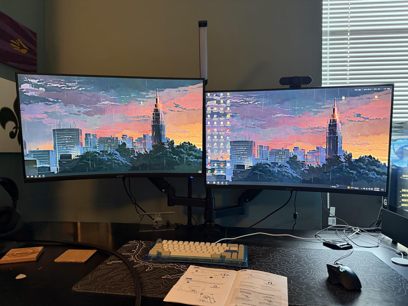 VIVO 17 to 32 inch Dual Mechanical Monitor Mount, 2 Tension Spring Arms, Adjustable Swivel, Rotation, Heavy Duty VESA Desk Stand with C-clamp, Grommet, Max VESA 100x100, Black, STAND-V002K customer photo 1