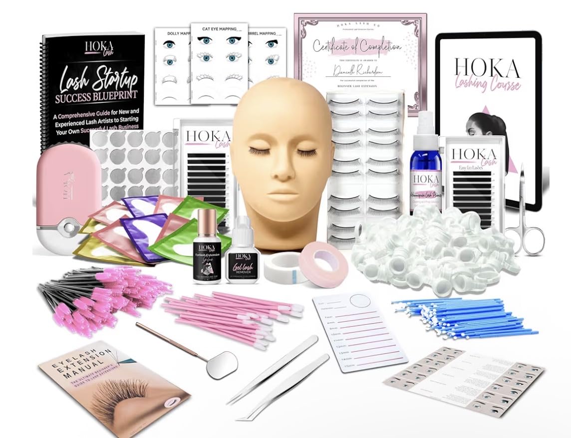 Hoka Lash Eyelash Extension Kit & Training Course and Certification, Professional Lash Extension Kit for Beginners Includes Practice Mannequin Head, Lash Trays, Glue, Tweezers, Fan & More customer photo 2
