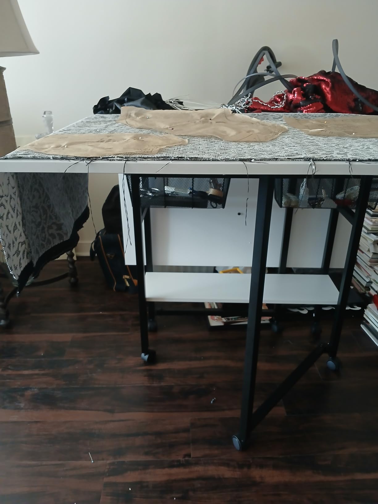 Studio Designs Sew Ready Fabric Cutting Standing Table with Craft Organizers - 58.75