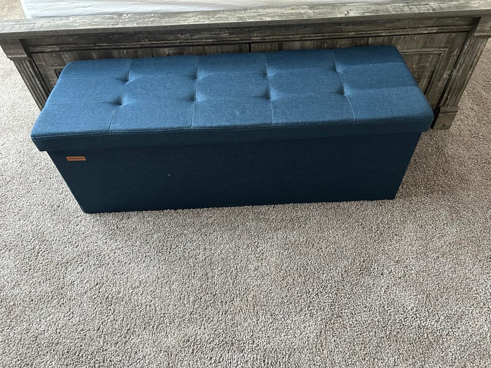 SONGMICS 30 Inches Folding Storage Ottoman Bench, Load 660 lb | Ottoman Foot Rest, Storage Chest, for Living Room, Entryway, Slate Gray and Ink Black, MINOTA Collection ULSF47K customer photo 2