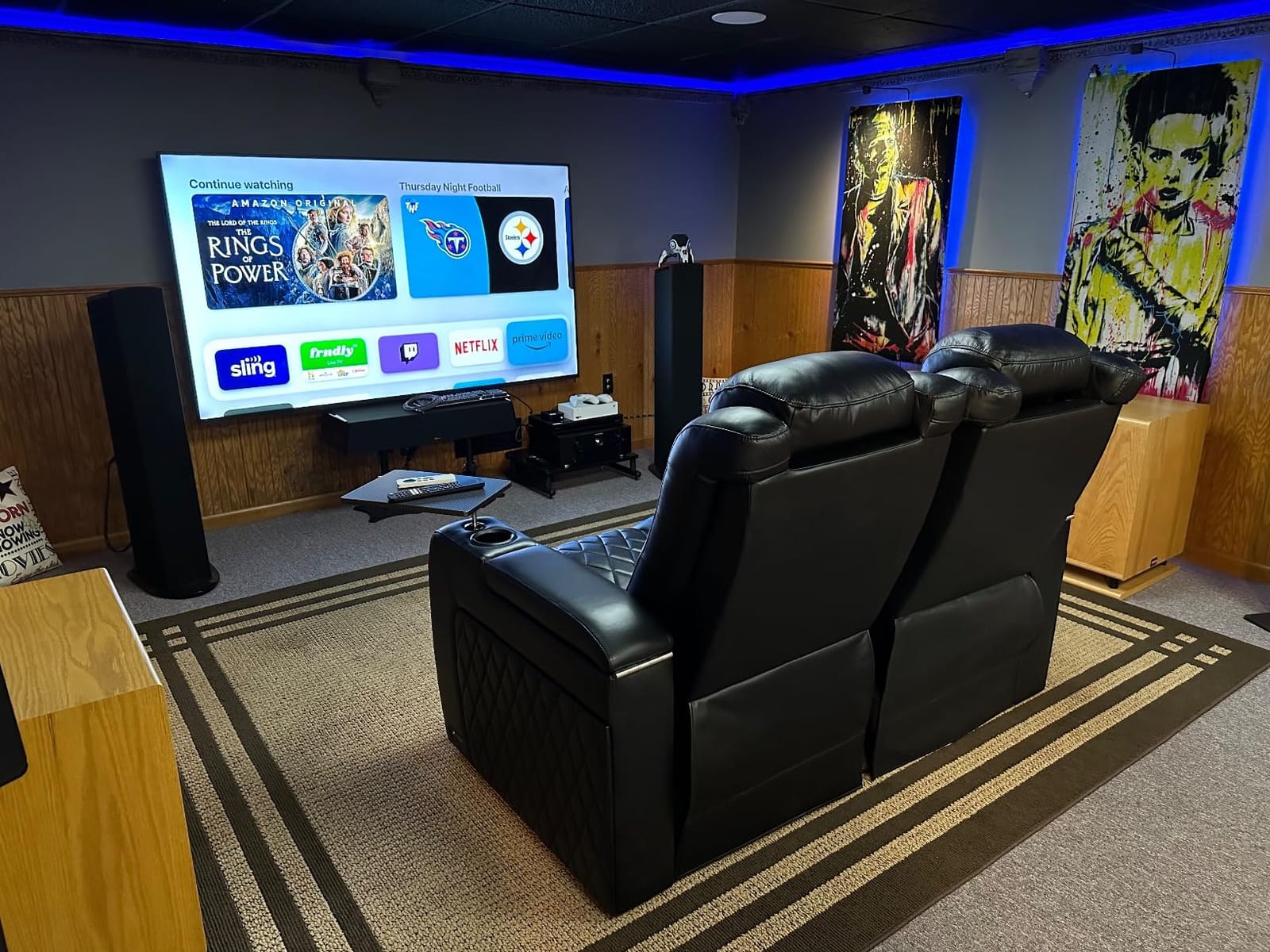 Valencia Tuscany Home Theater Seat - Nappa Leather Power Recliner with Cool Gel Memory Foam, USB-C/USB-A Charging, RGB LED Lights, Adjustable Lumbar & Headrest (Row of 2, Black) customer photo 1