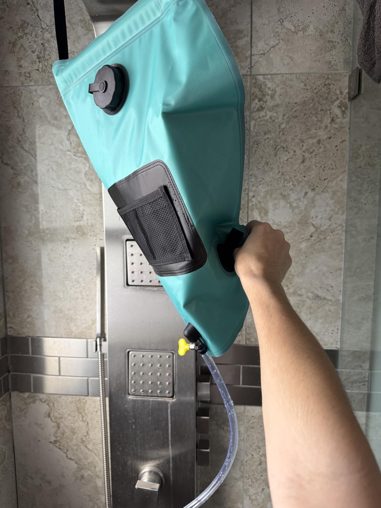 Solar Shower Bag | 5 Gal/20L Solar Heating Camping Shower Bag | Removable Hose | On-Off Switchable Shower Head | Ducha Portatil | Traveling Shower | Portable Shower for Beach Swimming, Hiking customer photo 1