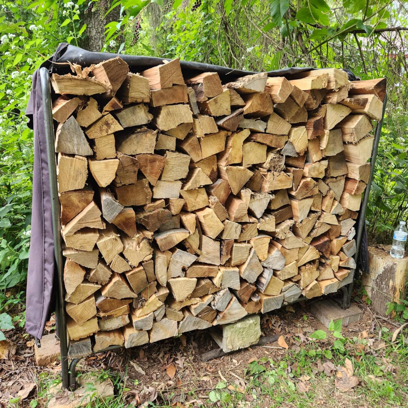VIVOHOME 4 ft Heavy Duty Firewood Rack Outdoor with Cover, Black - Fire Wood Storage Rack, Log Holder and Cover Combo Set with Zipper customer photo 1