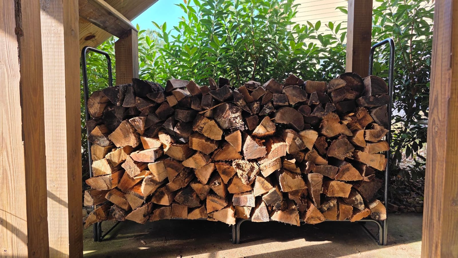 VIVOHOME 8ft Heavy Duty Indoor Outdoor Firewood Storage Log Rack with Cover Combo Set Black - Fire Wood Storage Rack, Log Holder and Cover Combo Set with Zipper customer photo 2