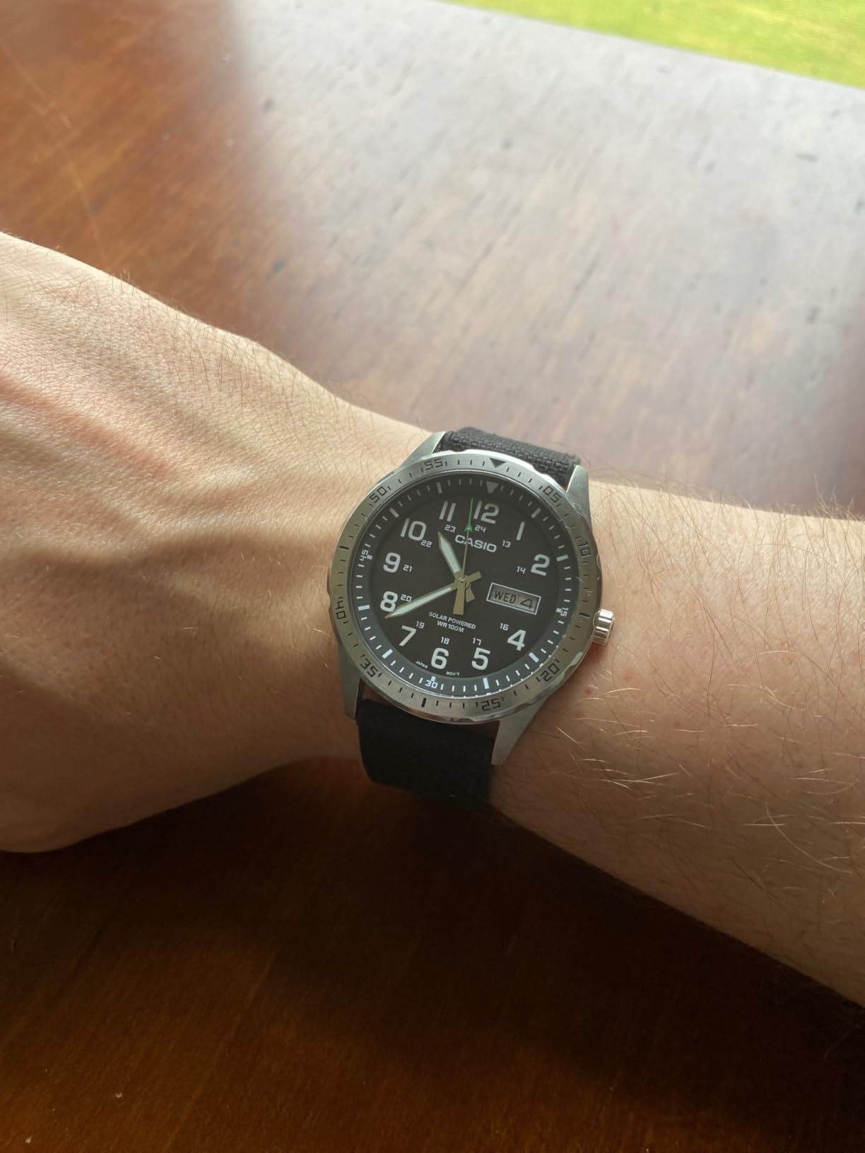 MTPS120L Series | Unisex Analog Watch | 100M WR | Stainless Steel Case | 3 Hand Analog | Date Display | Low Battery Alert | Military Styling | Solar Powered customer photo 2