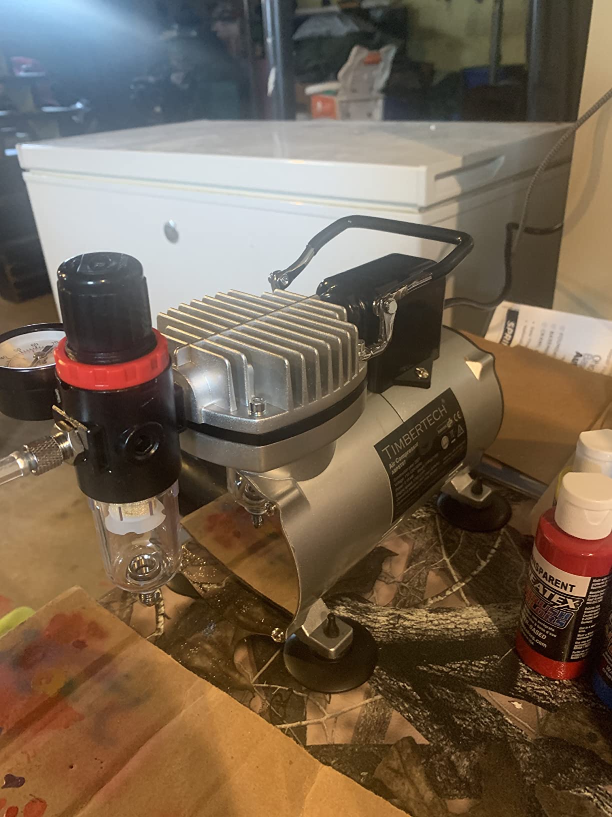 Timbertech Upgraded Basic Airbrush Compressor ABPST07, Quiet Powerful 1/6hp Portable Compressor Airbrushing Paint System with Motor Cool Dawn Fan for Airbrush Paint, Nails, Tattoo, Cake Painting customer photo 2