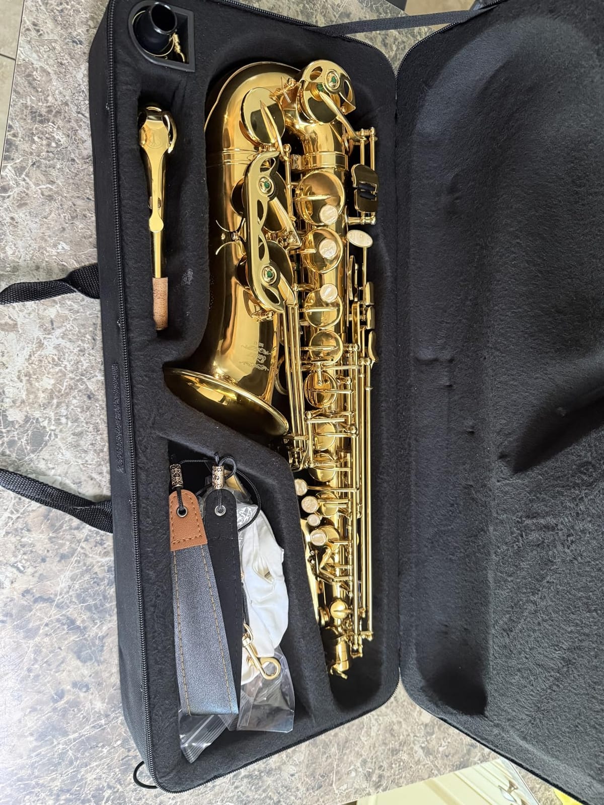 Eastar Tenor Saxophone, B Flat Golden Lacquer Beginner Kit with Cleaning Cloth, Case, Mouthpiece, Neck Strap, Reeds, TS-Ⅱ customer photo 1