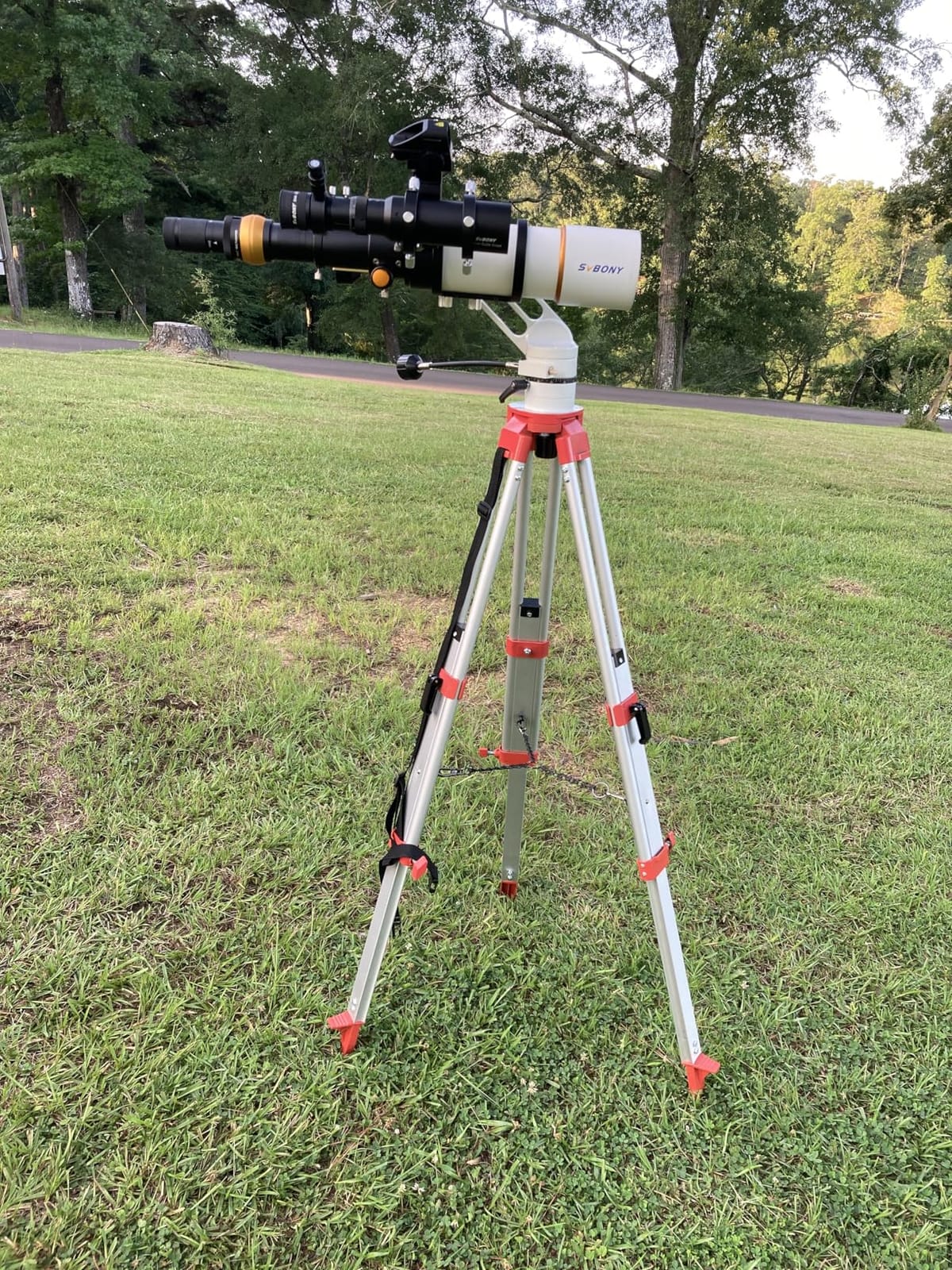 Surveying Tripod, Aluminum Survey Tripod With 5/8-Inch 11-Threaded Flat Head Quick Clamp for Auto level customer photo 1