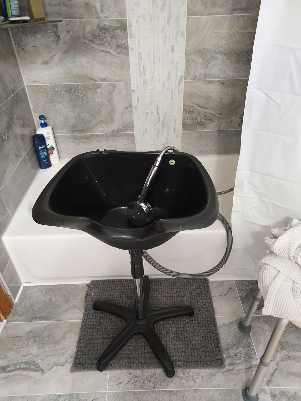 Dompel Portable Shampoo Bowl - Washing Unit & Hair Sink for Salons, Home Care, Seniors & Disabled - Chrome Steel Structure, Adjustable Height, 22L Capacity customer photo 1