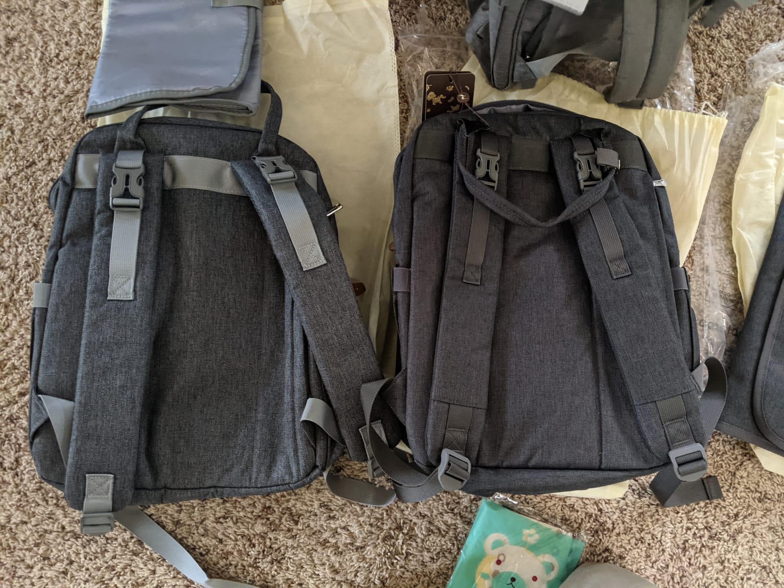 BabbleRoo Diaper Bag Backpack - Baby Essentials Travel Tote - Multi Function Water Resistant Diaper Bag, Travel Essentials Baby Bag with Changing Pad, Stroller Straps & Pacifier Case - Dark Gray customer photo 2