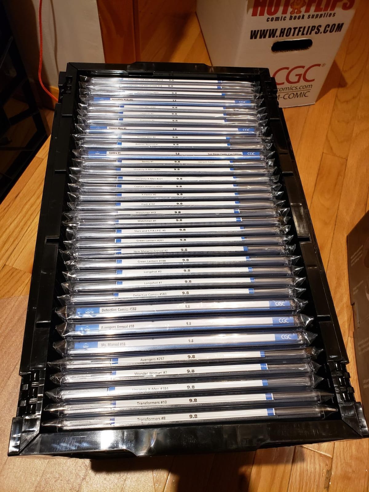 BCW Graded Comic Book Bins with Partitions, Holds 30 Slabs, Black, 2 Pack | Acid-free plastic bins hold up to 30 graded comics each customer photo 2
