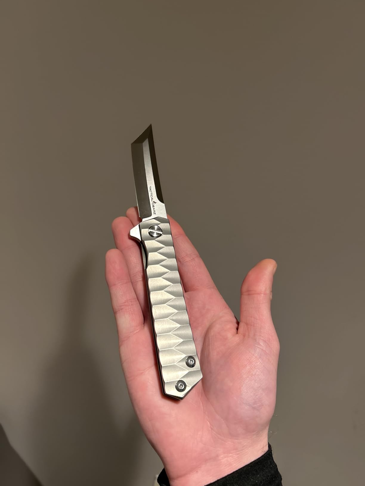 Titanium Pocket Folding Knife for EDC, Saint T | Solid Tc4 Titanium Handle, CPM D2 Steel Tanto Blade, Frame Lock, Includes Sheath customer photo 1