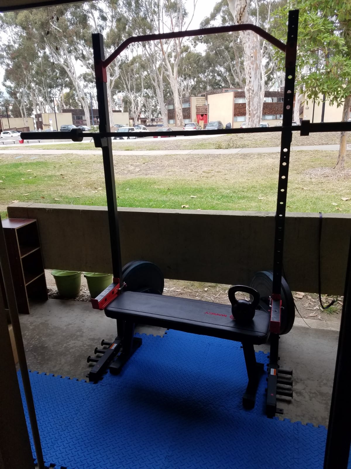 Sunny Health & Fitness Full Size Power Rack for Complete Strength Training | Full-Size Rack, Angled Pull-Up Bar, Squat & Bench Ready, 2 J-Hooks & Spotter Arms, 2