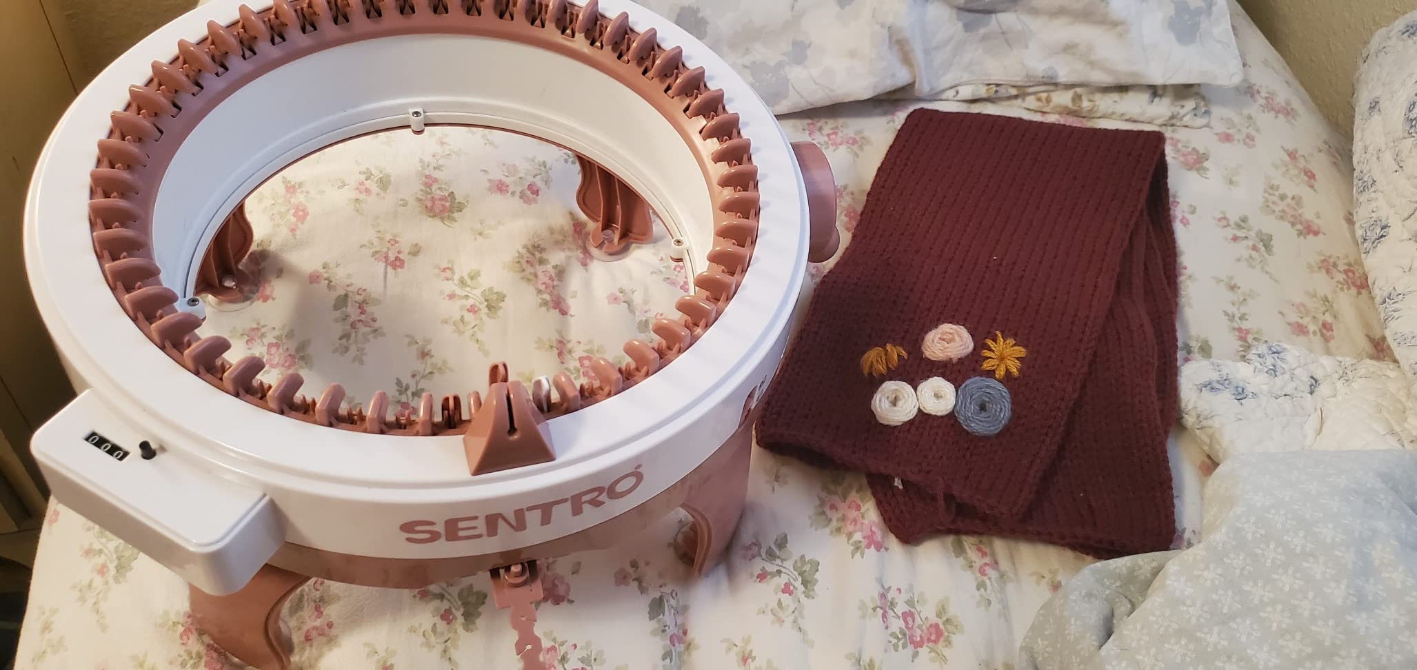 SENTRO 48 Needles Knitting Machine with Electric Adapter, Smart Weaving Loom Round Spinning Crochet Knitting Machines with Row Counter and Crank Handle Adapter Hex Steel Bit for Automatic Knit customer photo 2