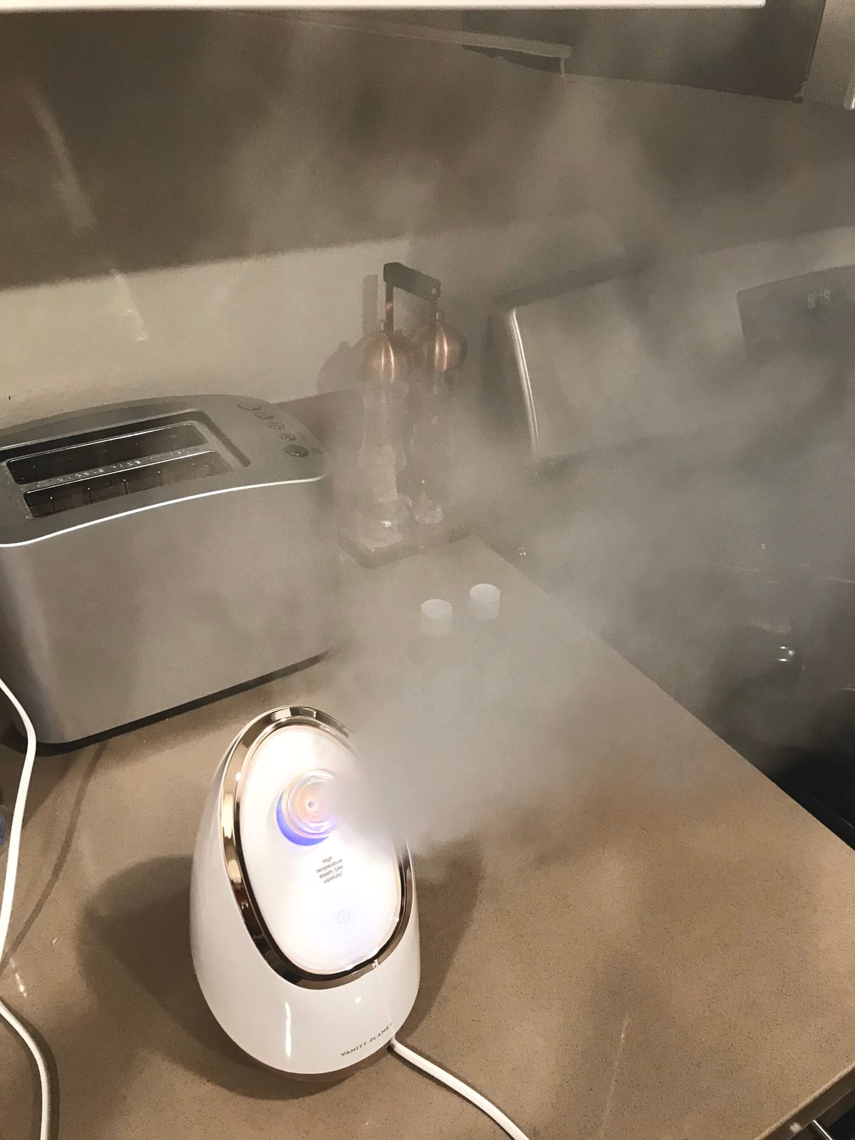 Vanity Planet Aira Ionic Facial Steamer (Rose Gold) - Pore Cleaner that Detoxifies, Cleanses and Moisturizes - Adjustable Nozzle, Water Tank with 3 Essential Oil Baskets customer photo 1