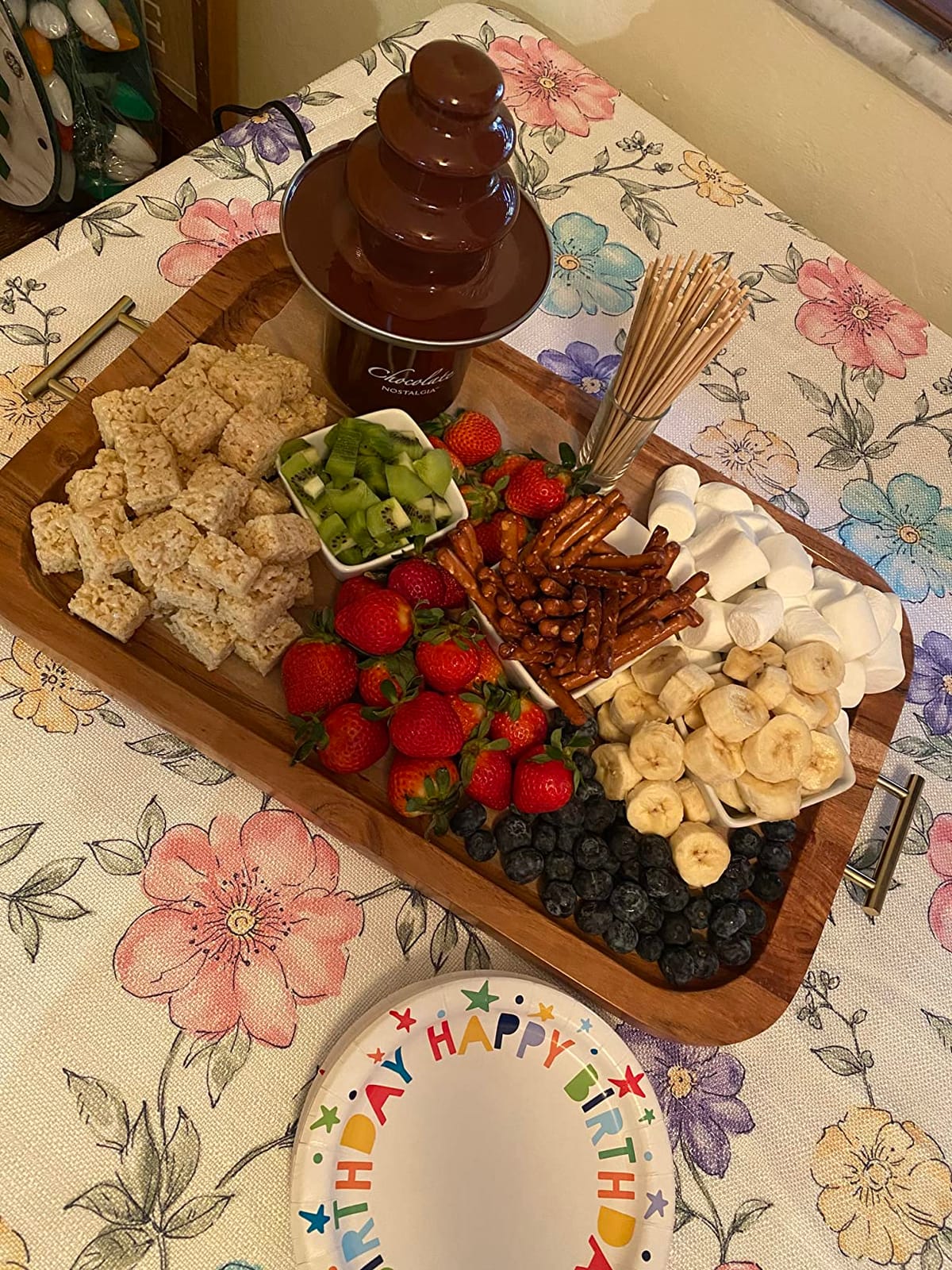 Nostalgia 3 Tier Electric Chocolate Fondue Fountain Machine for Parties - Melts Cheese, Queso, Candy, and Liqueur - Dip Strawberries, Apple Wedges, Vegetables, and More - 8-Ounce - Brown customer photo 2