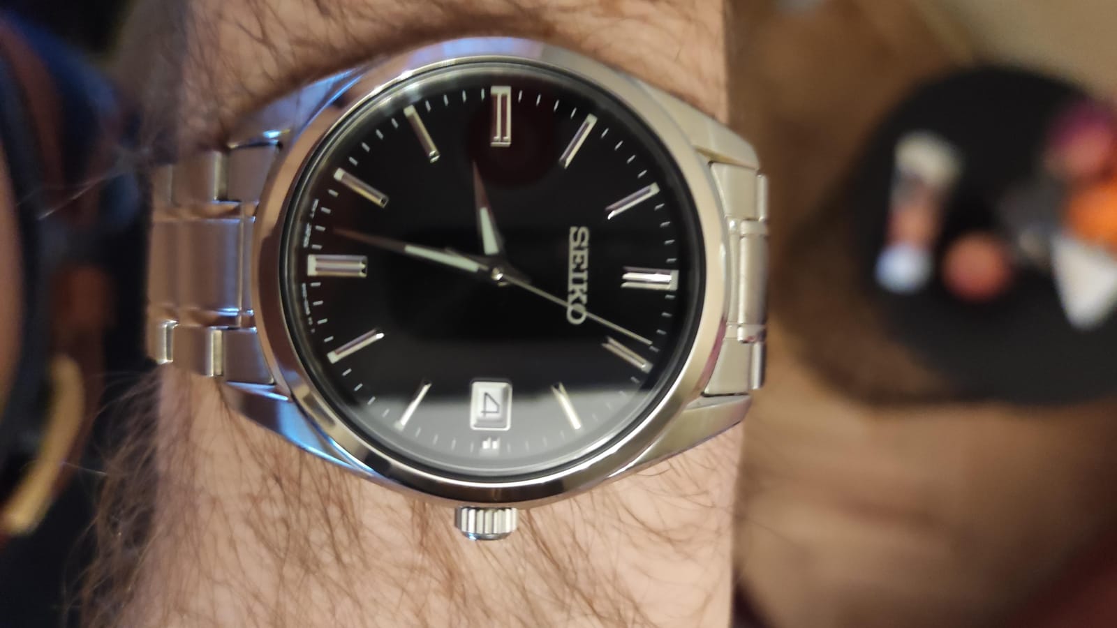 SEIKO SUR311 Watch for Men - Essentials - Black Dial, Date Calendar, LumiBrite Hands, Stainless Steel Case & Bracelet, and 100m Water Resistant customer photo 2