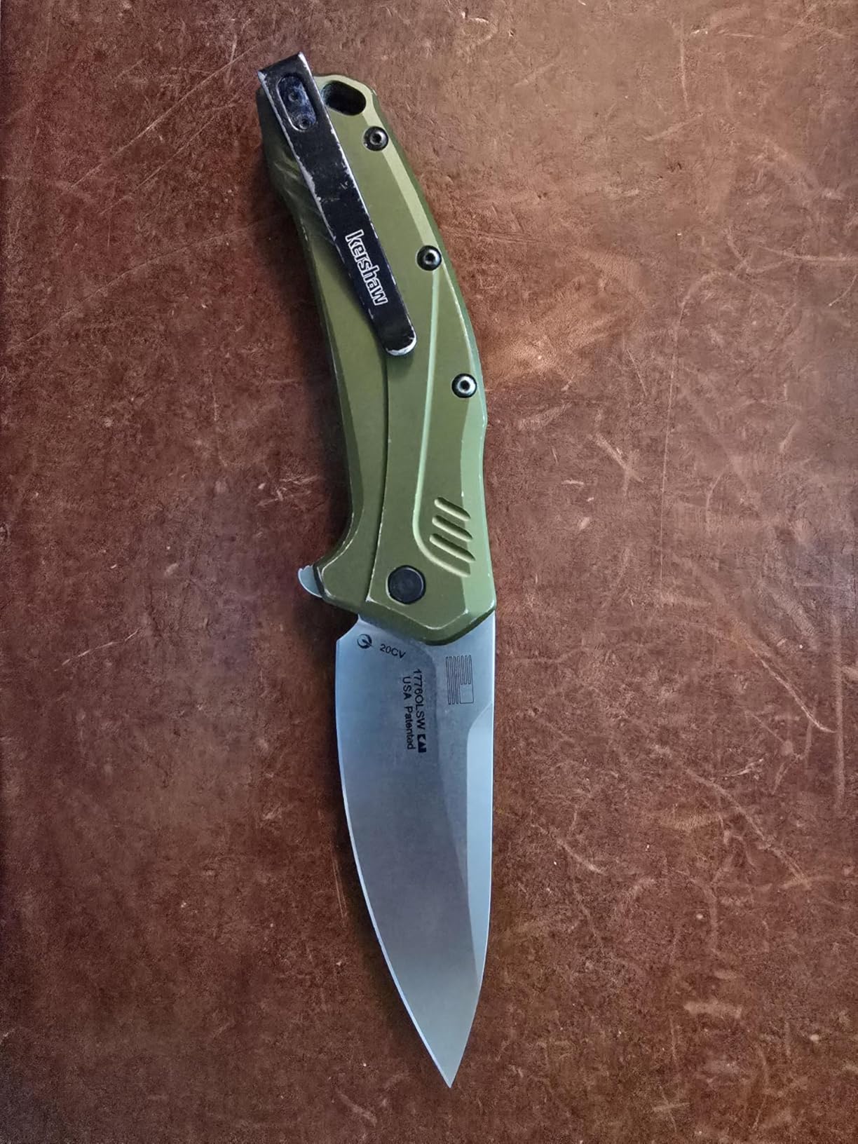 Kershaw Link Pocket Knife, Olive, 3.25 Inch Drop Point Blade | EDC with Assisted Opening, Reversible Pocketclip, USA Made, Everyday Carry for Men and Women customer photo 2