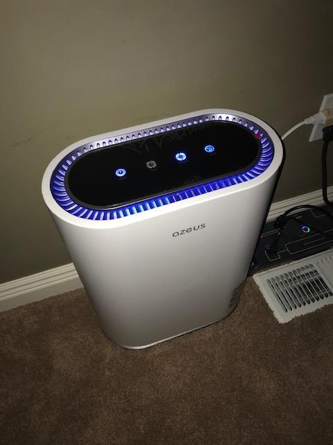 AZEUS Air Purifier for Wildfire Smoke, UV-C HEPA for Home Large Room, White | HEPA captures 99.97% ash, PM2.5 & pet dander, smoke filter, Ionic, Covers 2160 sq ft, Smart sensor, Quiet mode, Filter alert customer photo 1