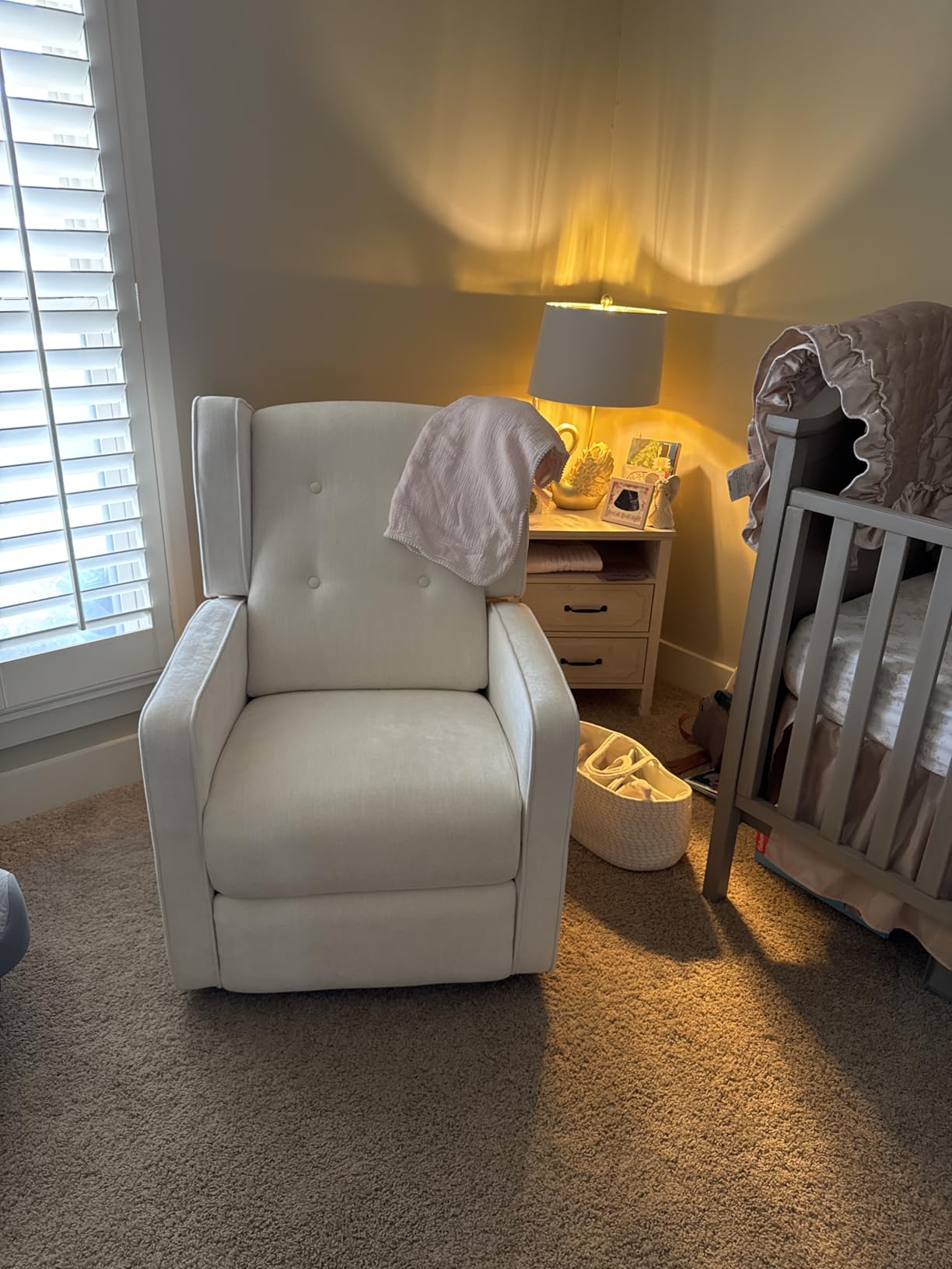 CANMOV Swivel Rocker Recliner Chair, Nursery Glider Chair, Nursery Rocking Chairs, Manual Reclining Chair, Grey customer photo 2