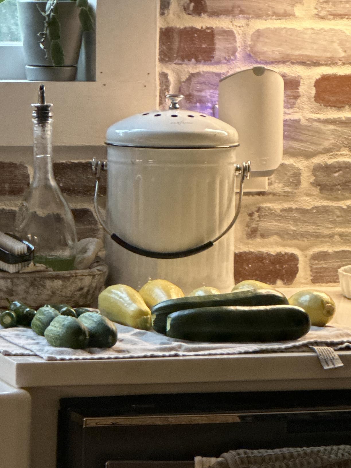 Premium Compost Bin for Kitchen Countertop - Stainless Steel with Dual Filter Technology (White, 1.3 Gallon) customer photo 1