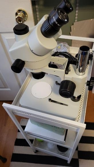 SWIFT Trinocular Stereo Zoom Microscope with 56-Bulb LED Ring Light, 3.5X-90X Magnification, WF10X Eyepieces, 0.7X-4.5X Zoom Objective, 0.5X 2.0X Additional Objectives, Table Pillar Stand customer photo 1