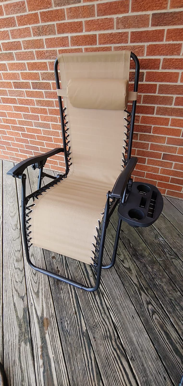 SUPER DEAL Zero Gravity Chair Set of 2 Folding Anti Gravity Recliner Outdoor Patio Beach Lounger Chair with Side Cup Holder Tray and Pillow for Patio, Poolside, Backyard, Deck, Heavy Duty Steel Frame customer photo 2