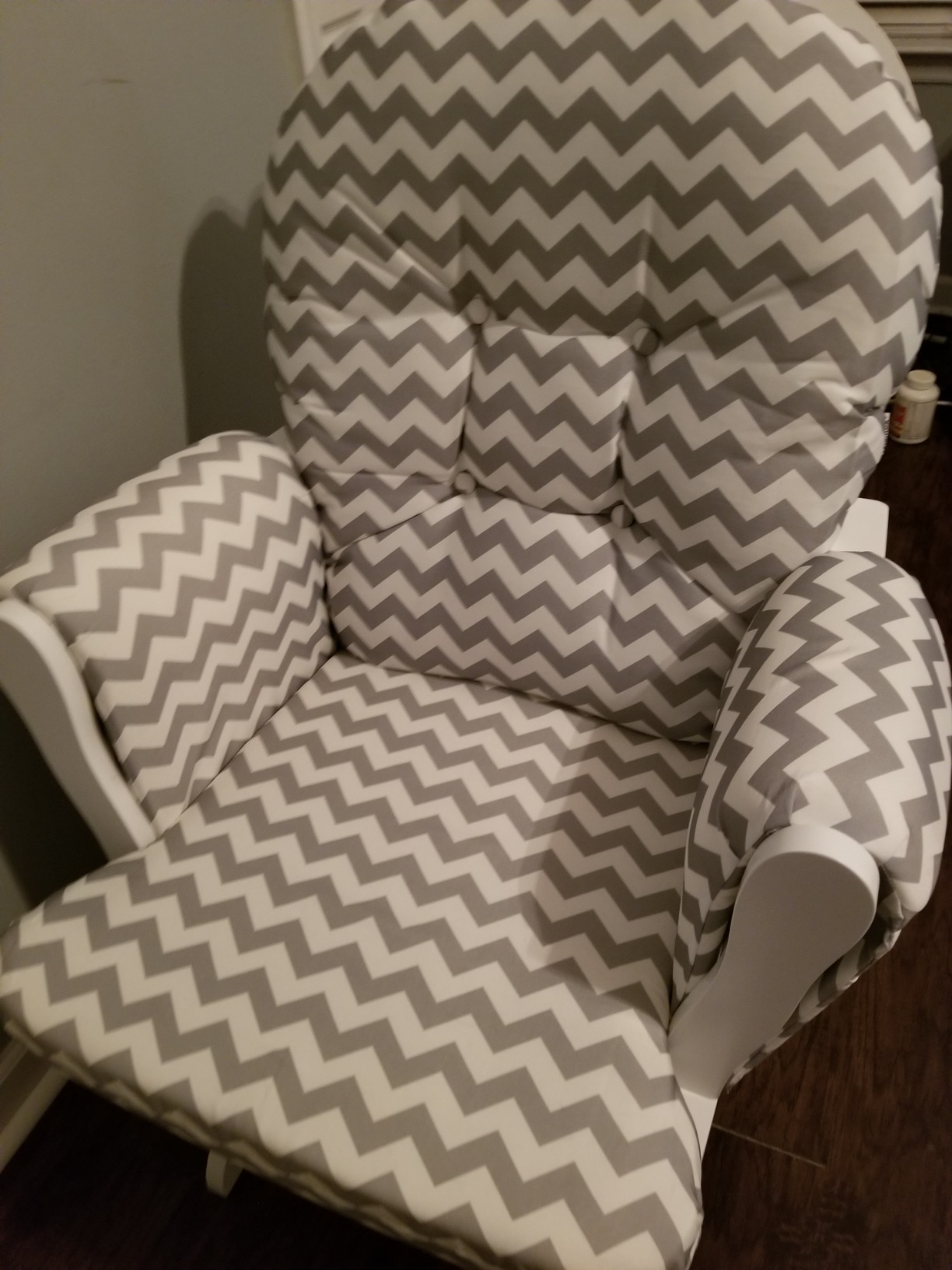 Costzon Nursery Glider with Ottoman, Upholstered Comfort Glider Rocker with Padded Cushion, Storage Pocket, Solid Wood Base, Rocking Chair Nursery for Breastfeeding, Napping (Light Gray) customer photo 1