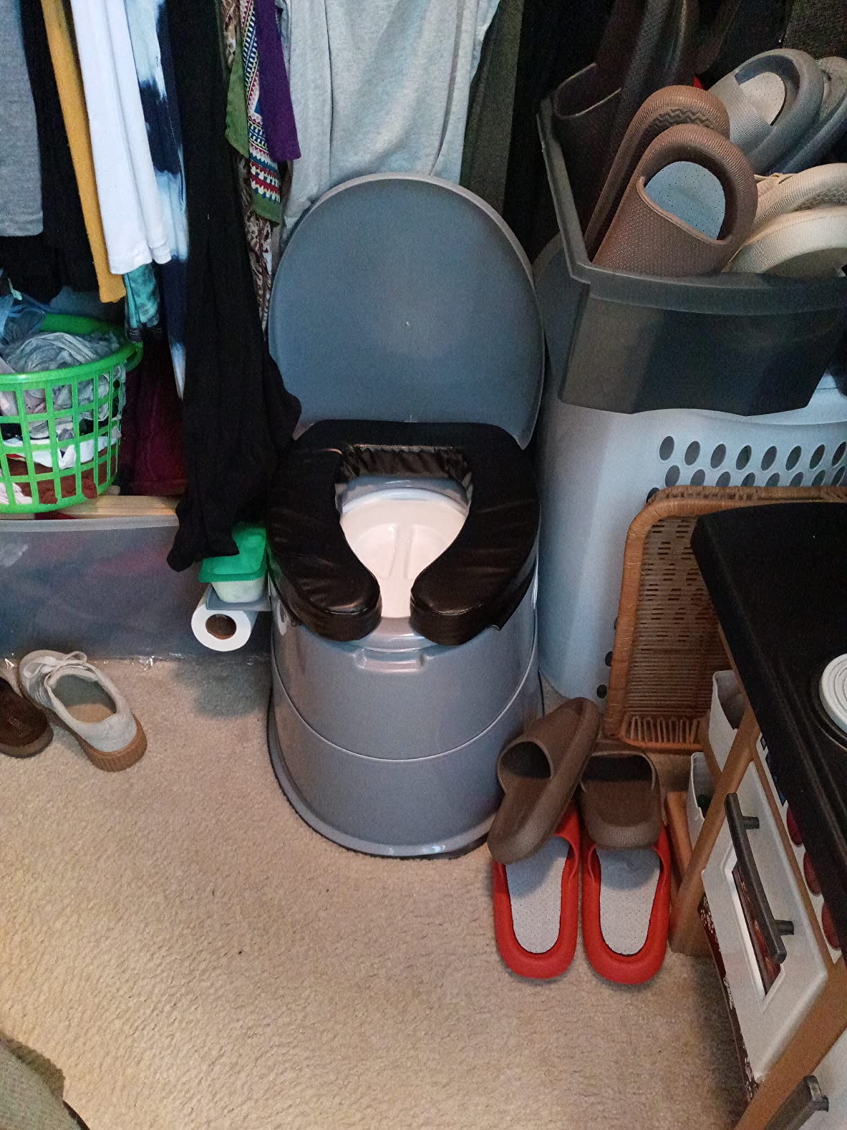 VINGLI Portable Toilet | Indoor Outdoor Commode w/Detachable Inner Bucket & Removable Paper Holder, Lightweight & Compact for Camping, Boat, Van, Emergency Use (Grey) customer photo 2
