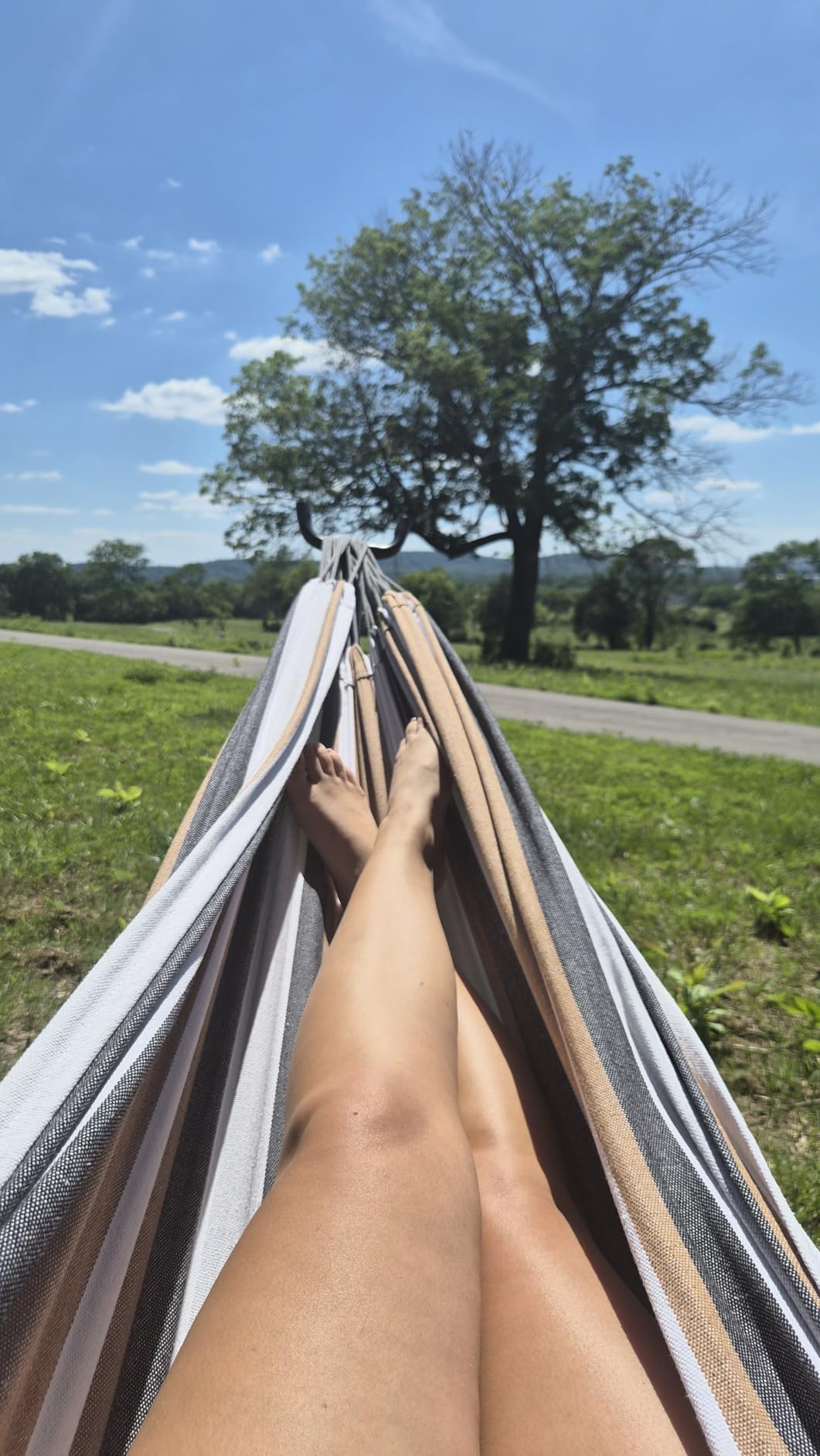 Double Hammock with Stand for Outside, Heavy-Duty, Portable (Coffee) | 450 lbs, 9FT, Space Saving, 2 Person, Heavy-Duty Steel Frame, Easy Assembly, Indoor Outdoor Patio customer photo 1