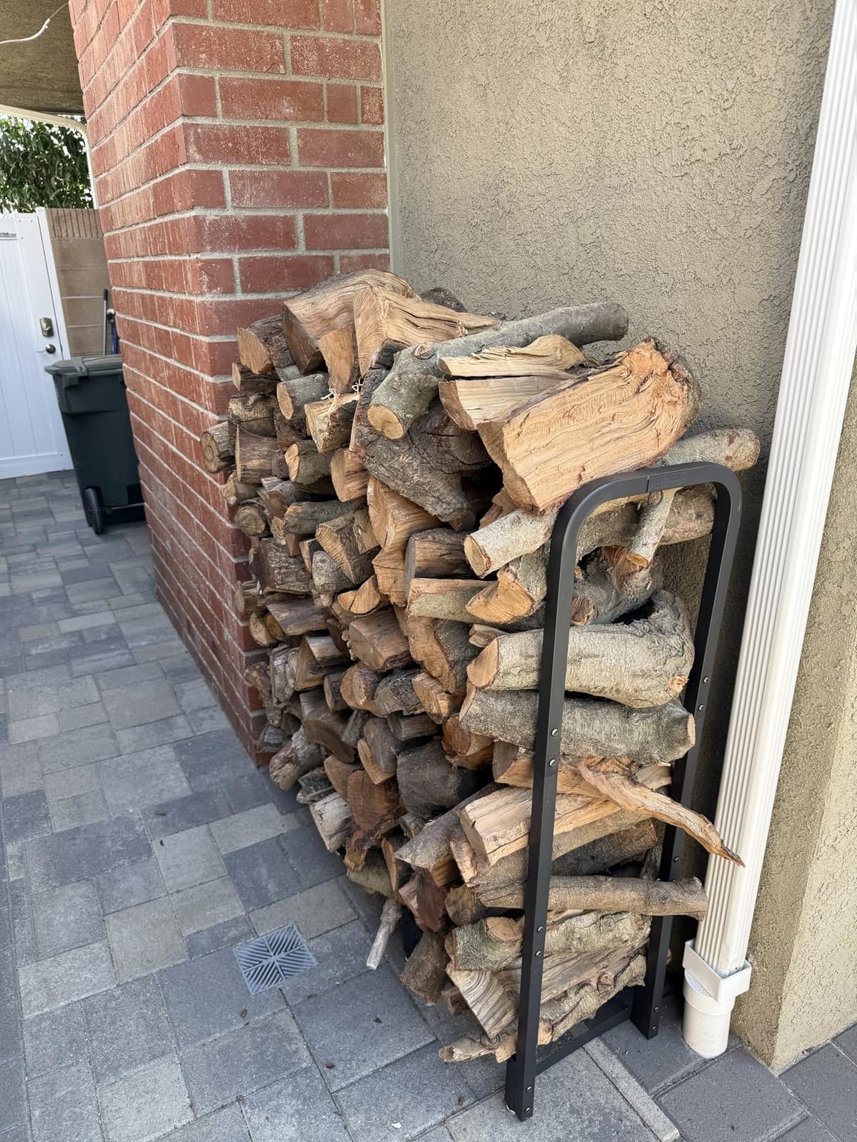 Firewood Rack Outdoor 8ft Heavy Duty Logs Holder for Indoor Fireplace Metal Wood Pile Storage Stacker Organizer, Matte Black customer photo 1