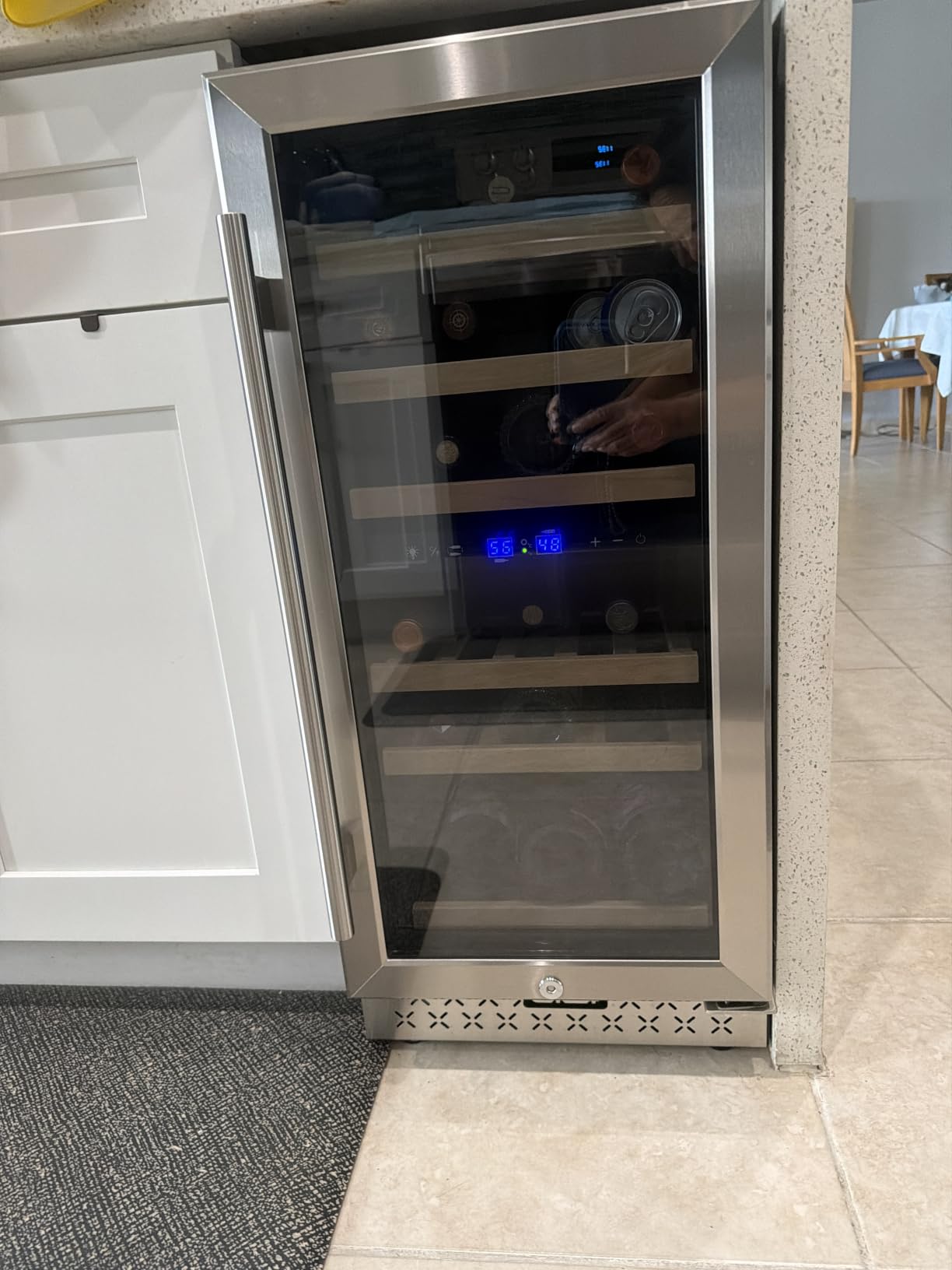 Mini Fridge 15 Inch Wine Cooler Under Counter, 30 Bottles Dual Zone Wine Fridge with Safety Lock, Wine Refrigerator Freestanding, Built-in Wine Cellars customer photo 1