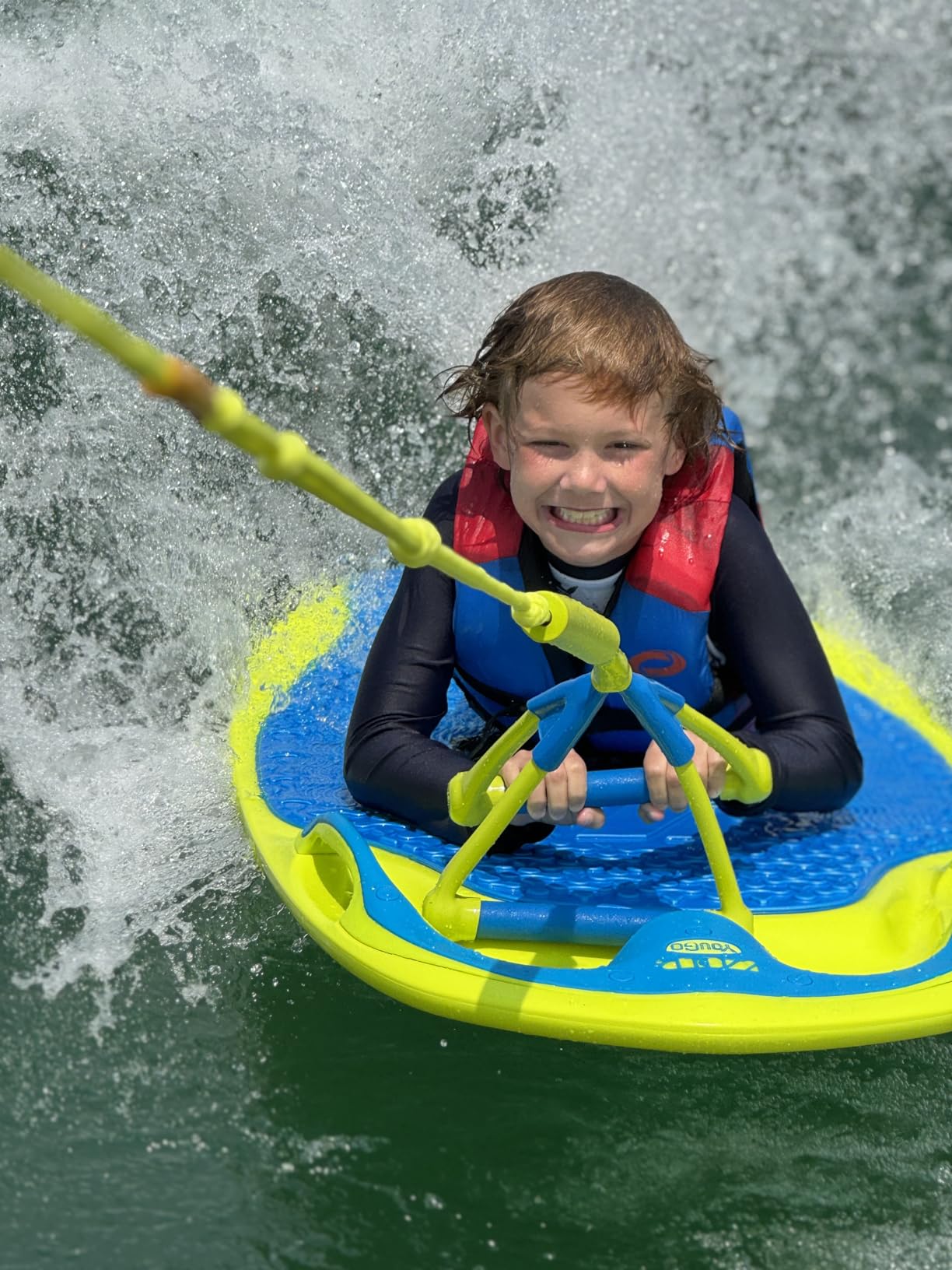 YouGo Board and Handle Combo with EVA Foam Padding, All-in-One Kneeboard, Wakeboard, Wakeskate, and Wakesurf Board for Kids, Teens, and Adults, 57