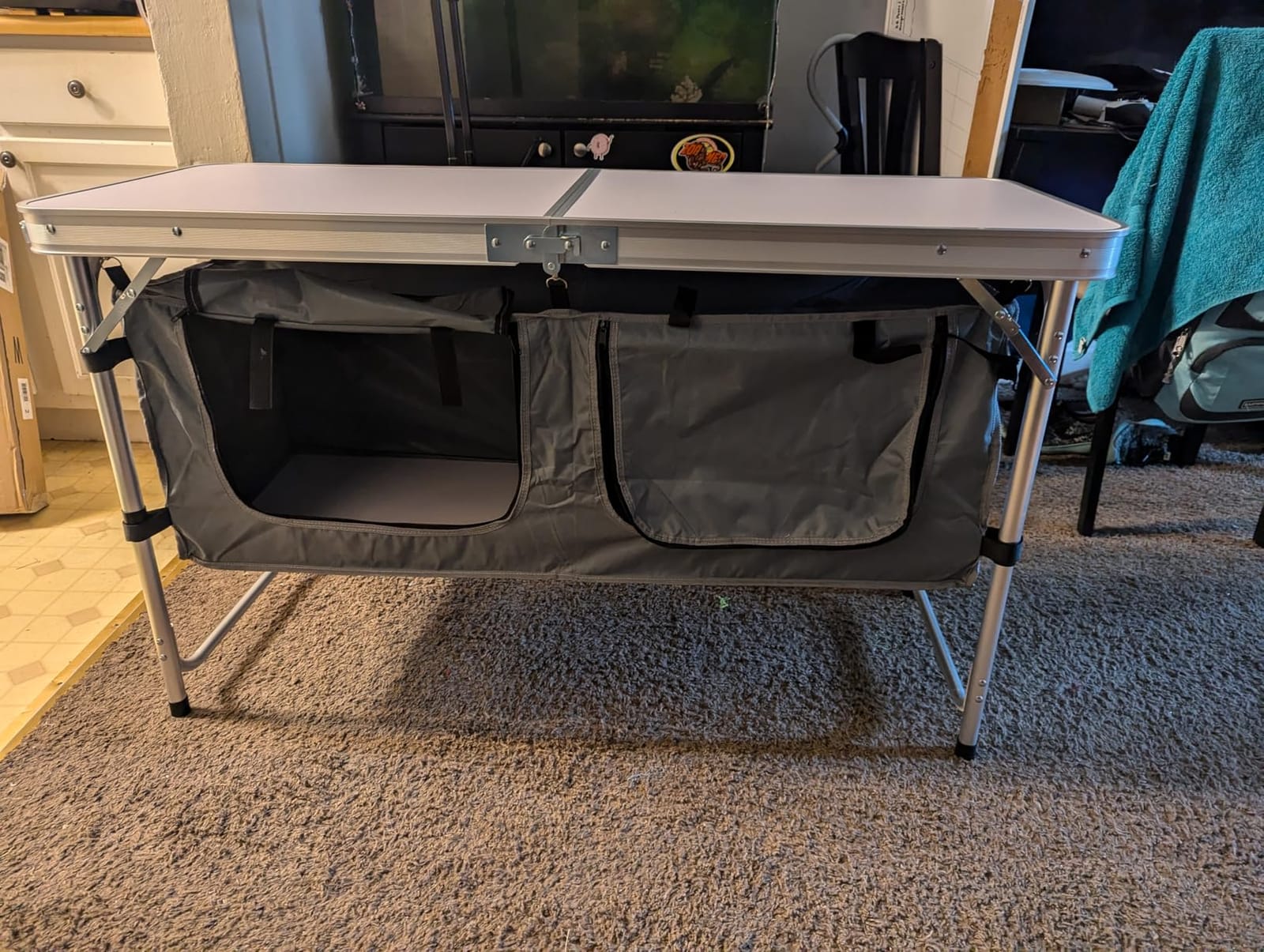 CampLand Outdoor Folding Table Aluminum Lightweight Height Adjustable with Storage Organizer for BBQ, Party, Camping customer photo 1