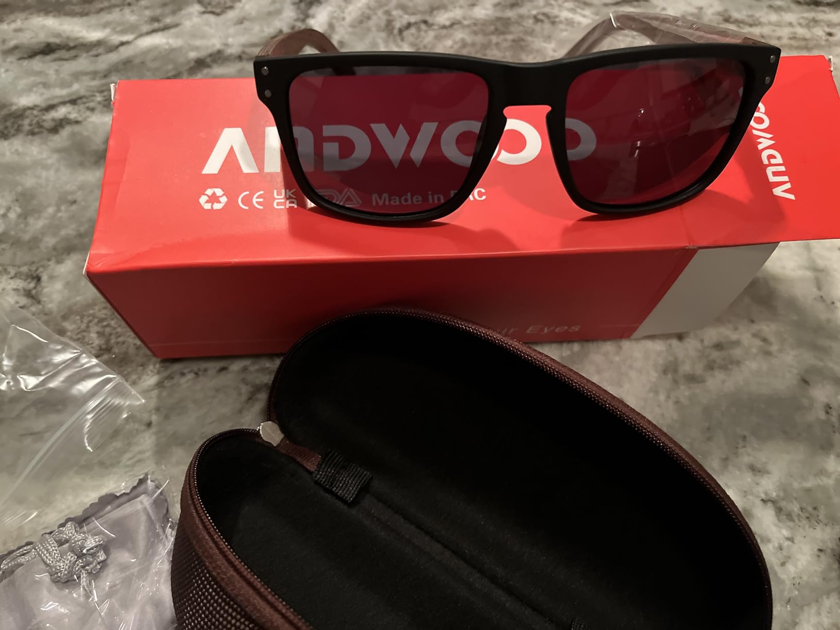 ANDWOOD Mens Sunglasses Polarized UV Protection Wooden Frame Beach Sun Glasses Womens Square Wood Shades customer photo 1