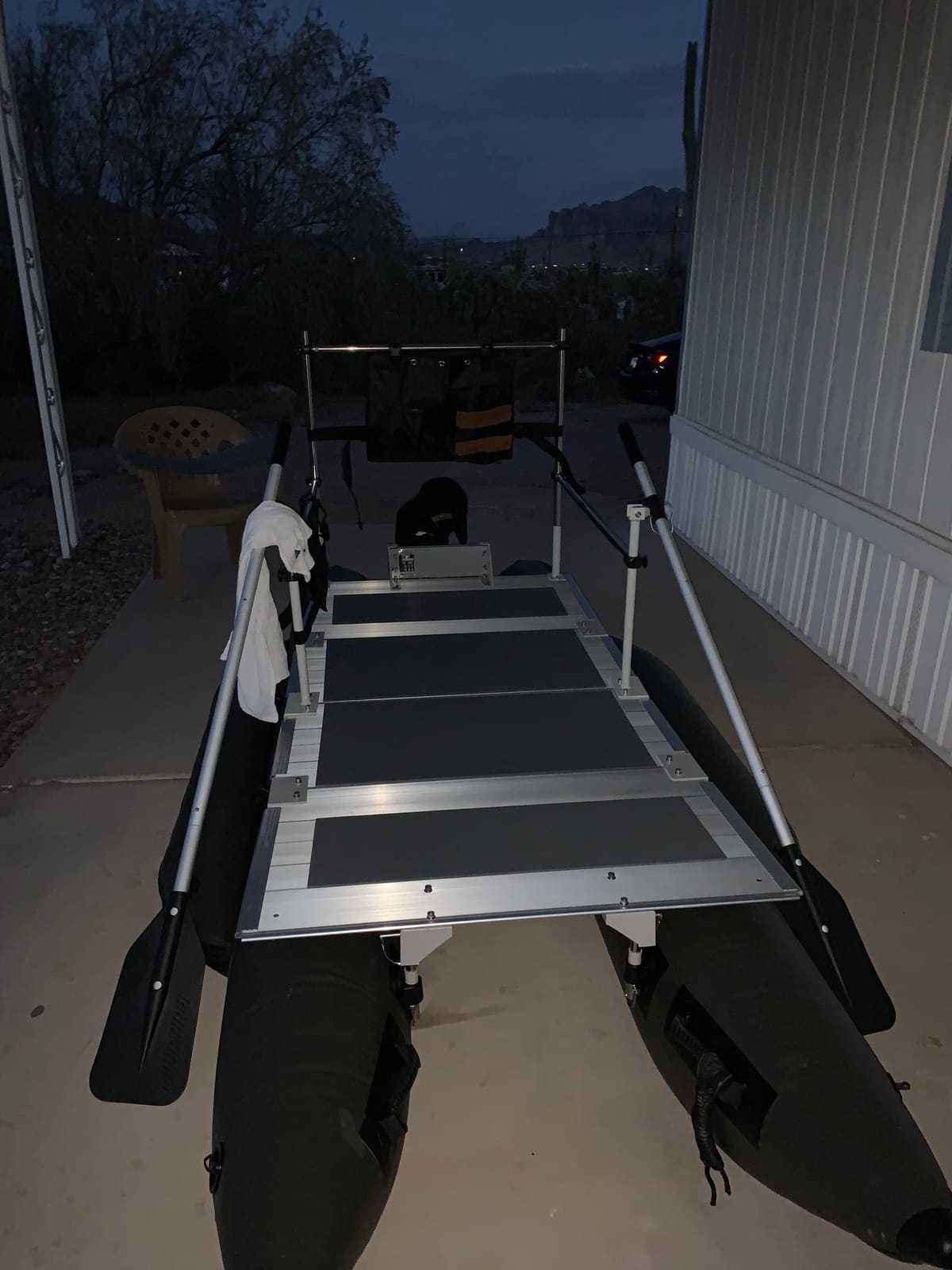 AQUOS 11.5ft / 12.5ft Heavy-Duty for Two Series Inflatable Pontoon Boat with Stainless Steel Guard Bar and Folding Seat for Fishing, Aluminum Floor Board, Transport Canada Approved customer photo 2