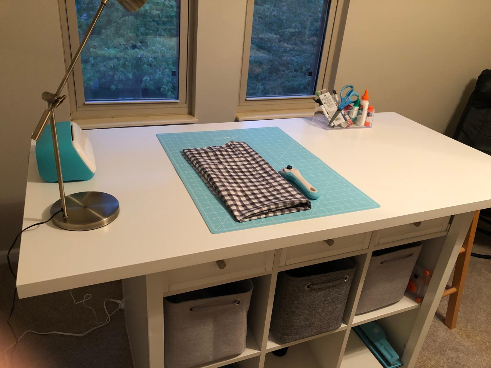 Sauder Craft Pro Series Durable Craft Work Table with Storage/Pantry cabinets, Mystic Oak Finish customer photo 1