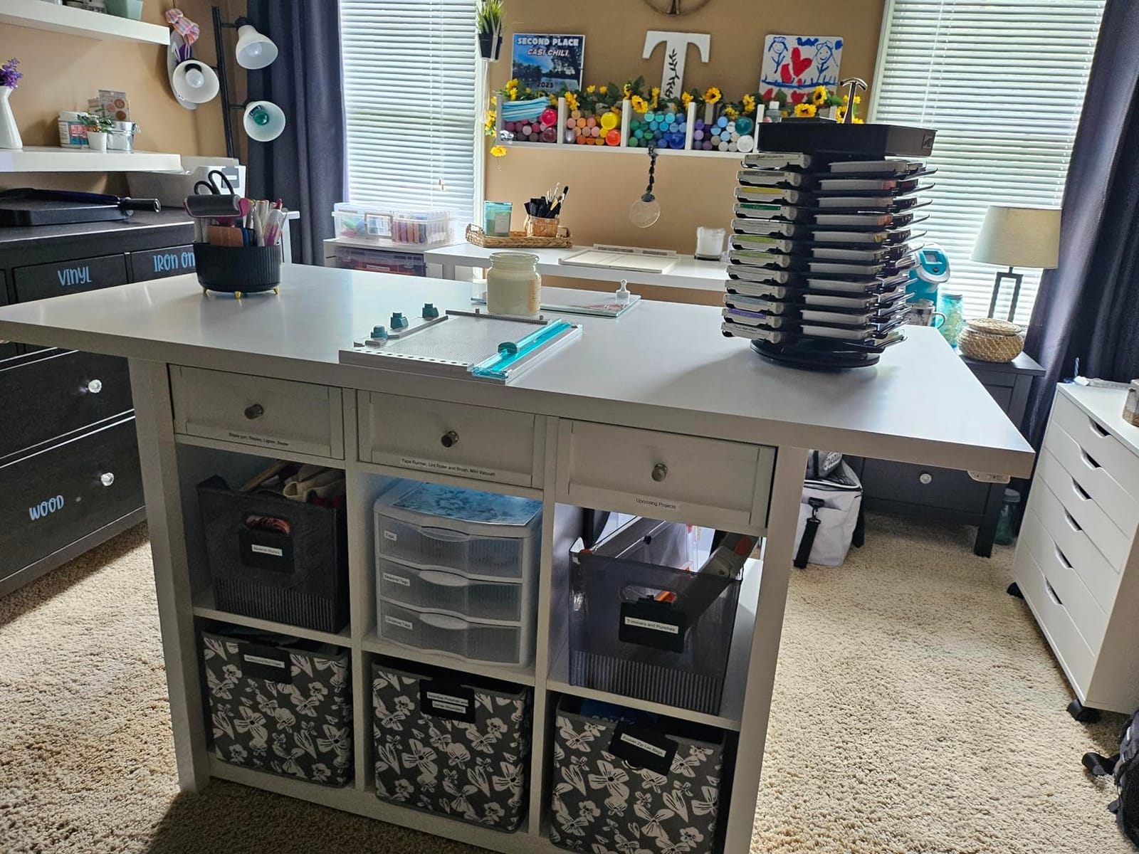 Sauder Craft Pro Series Durable Craft Work Table with Storage/Pantry cabinets, Mystic Oak Finish customer photo 2