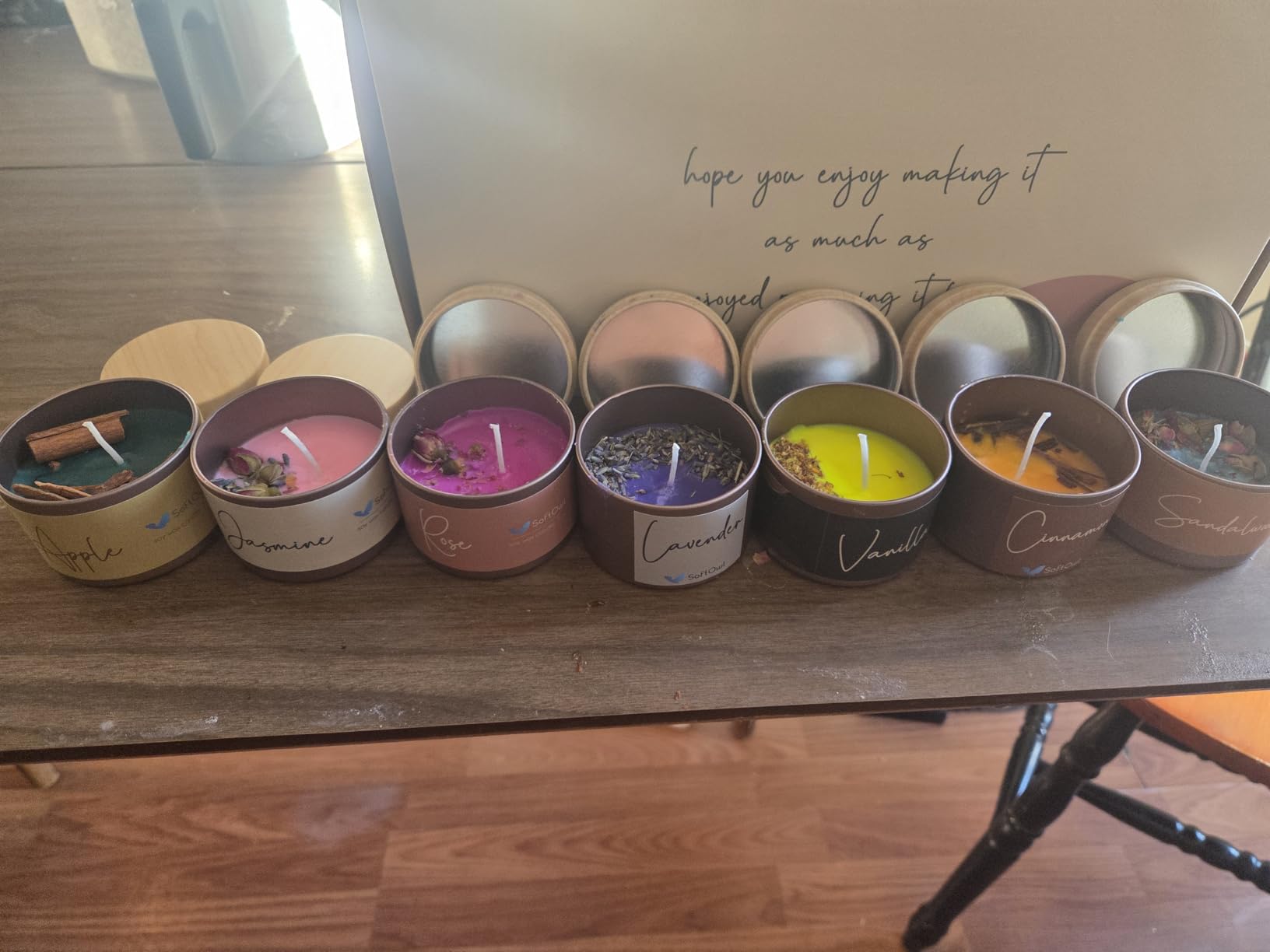 SoftOwl Premium Soy Candle Making Kit - Full Set - Soy Wax, Big 7oz Jars & Tins, 7 Pleasant Scents, Color Dyes & More - Perfect as Home Decorations customer photo 2