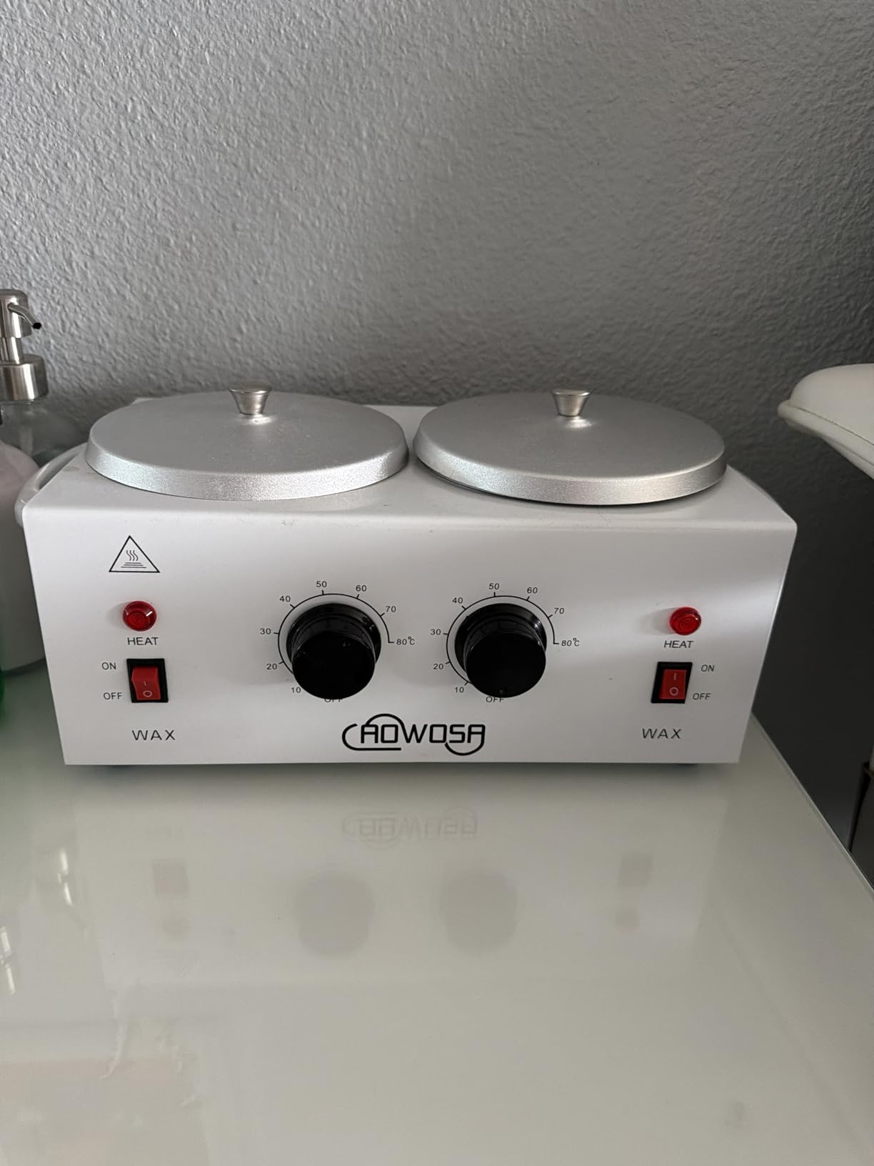 Professional Waxing Kit Wax Warmer Double Pot Wax Heater for Hair Removal | Double Pot Waxing Warmer with Adjustable Temperature Rapid Heating, 100 Sticks, for Spa Salon Beauty Esthetician Home, White customer photo 1